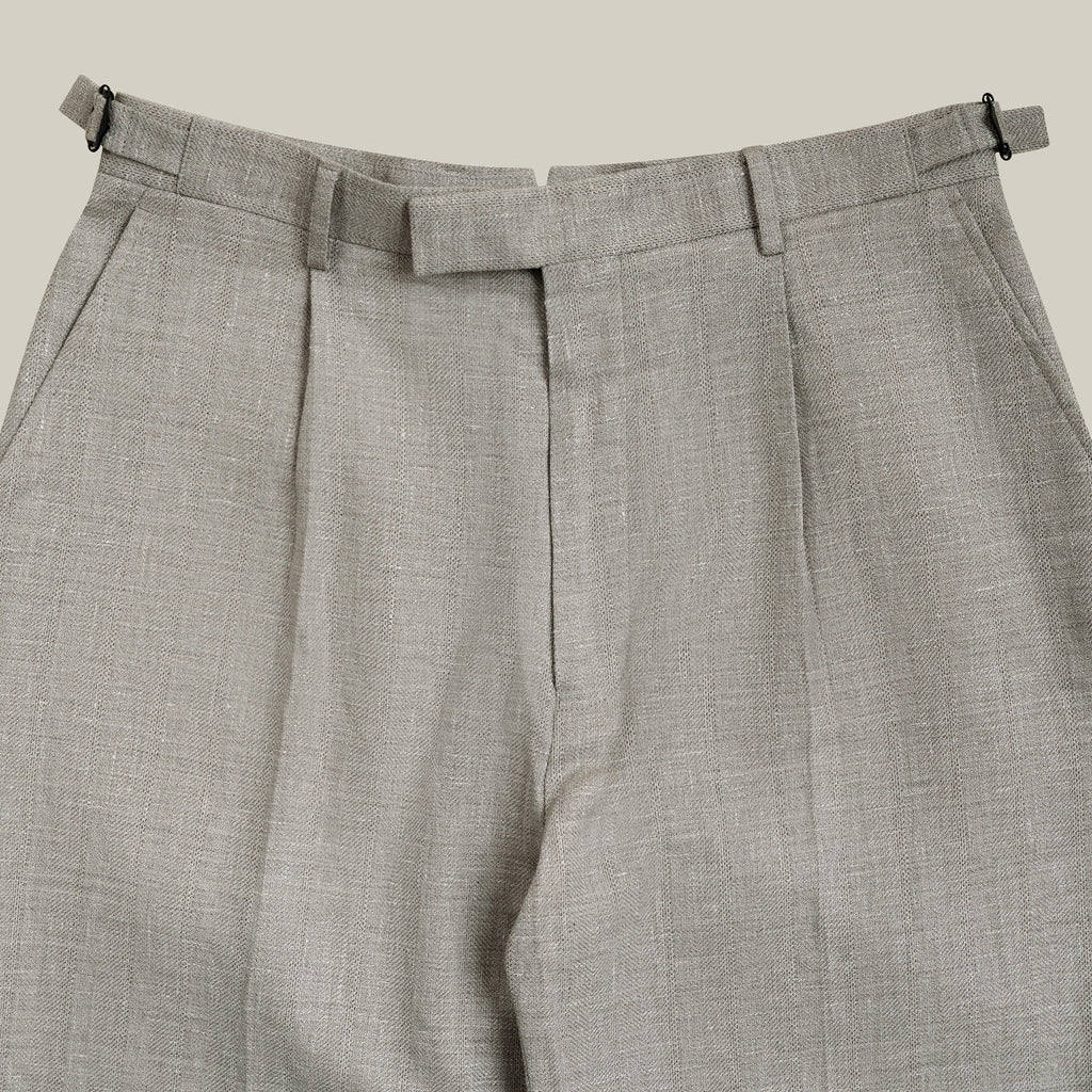 Ford Wool Linen Silk Trousers model tyler in Shoreline