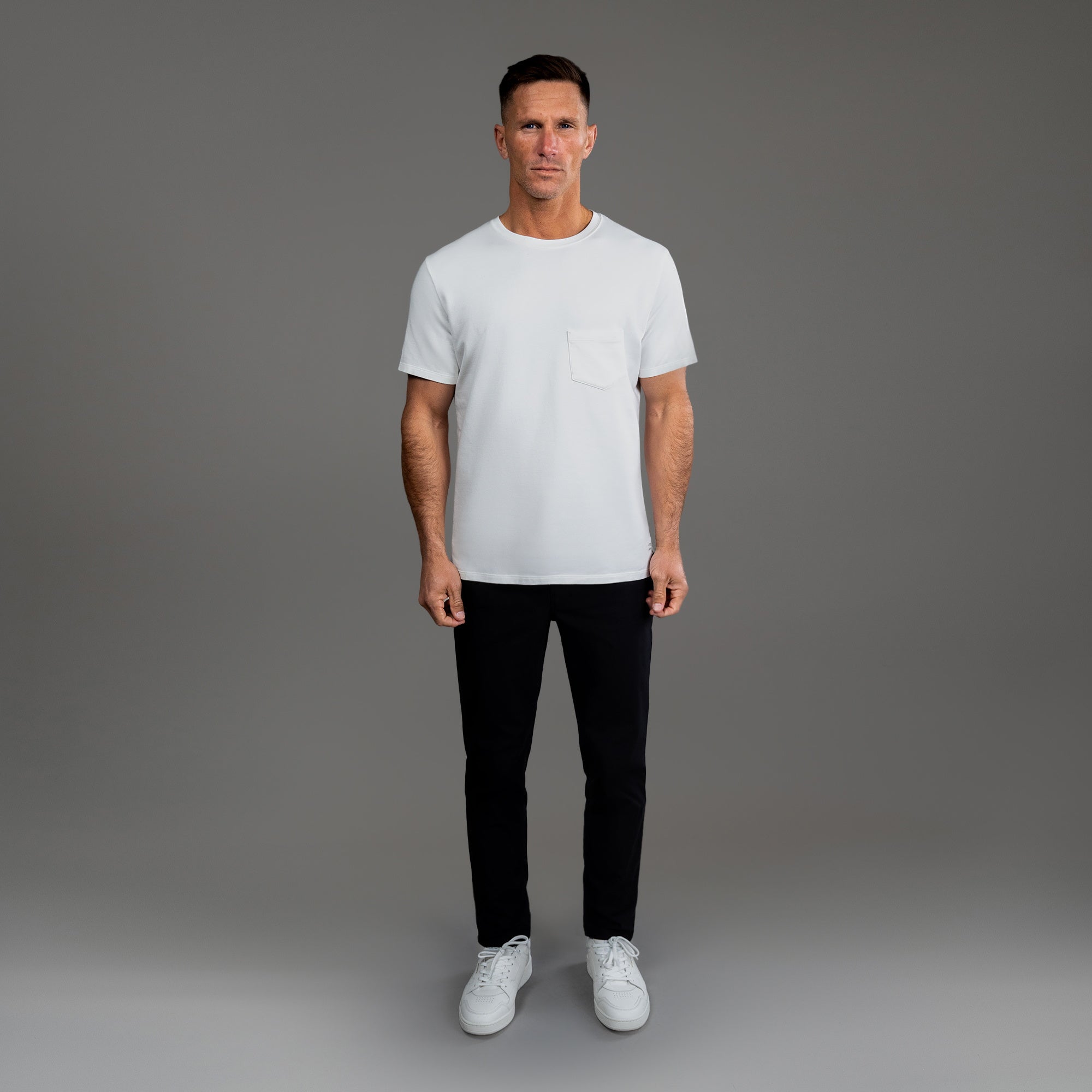 Tags:(6'0" - 180 lbs|Medium) custom t-shirt tee model Tyler in White