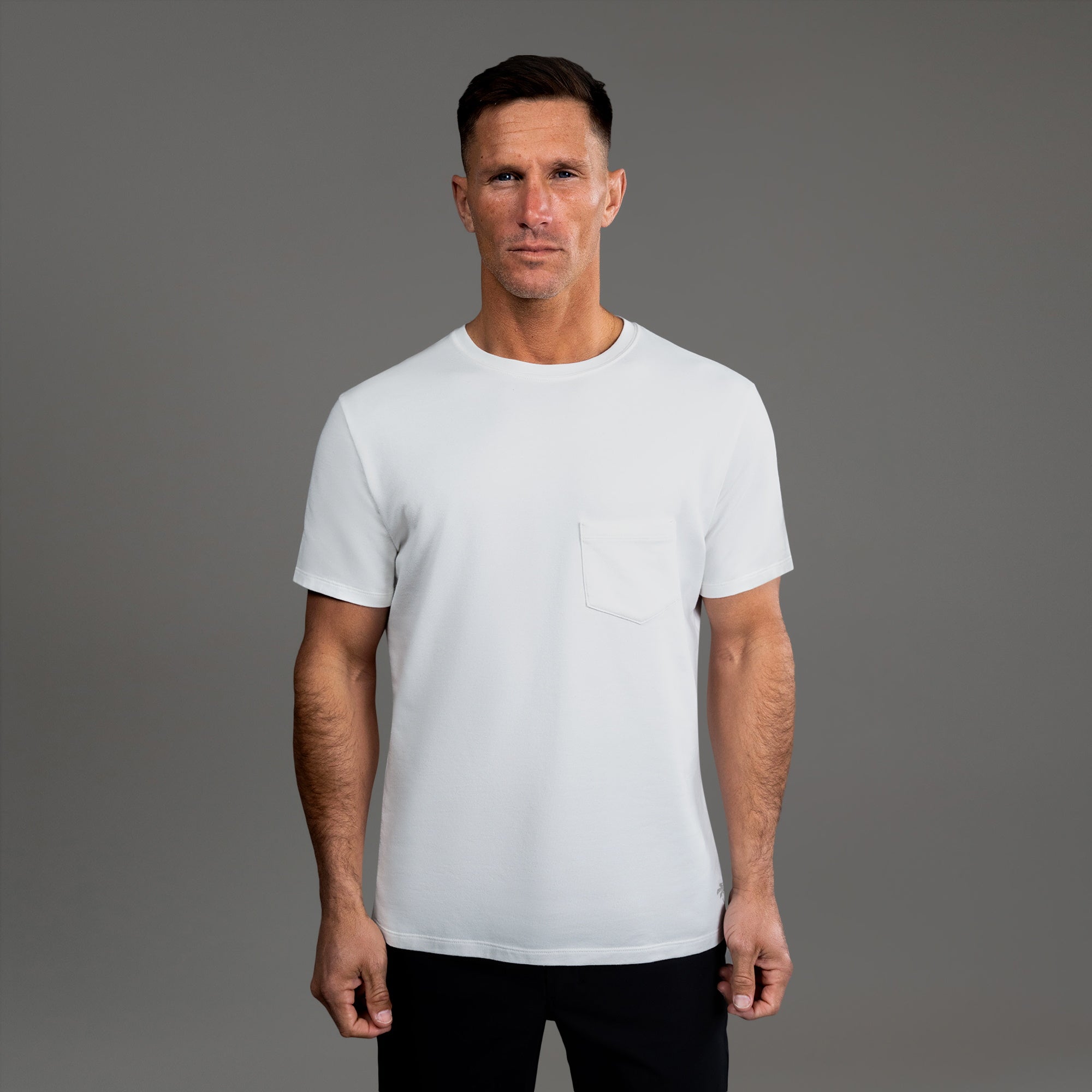 Tags:(6'0" - 180 lbs|Medium) custom t-shirt tee model Tyler in White