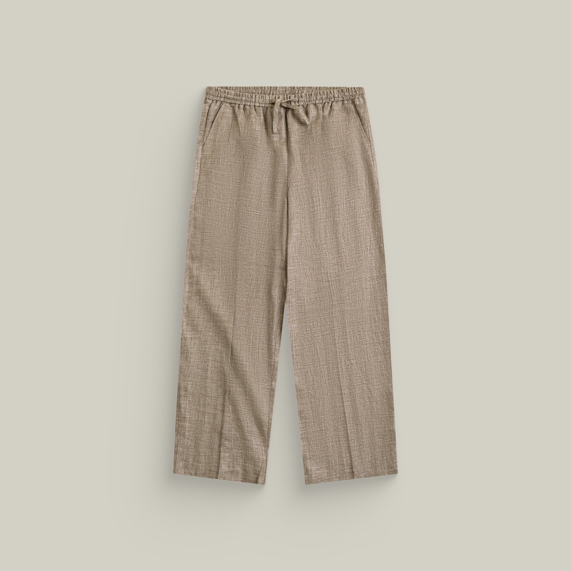 Drawstring Wide Leg Pant model tyler in Dark Brown