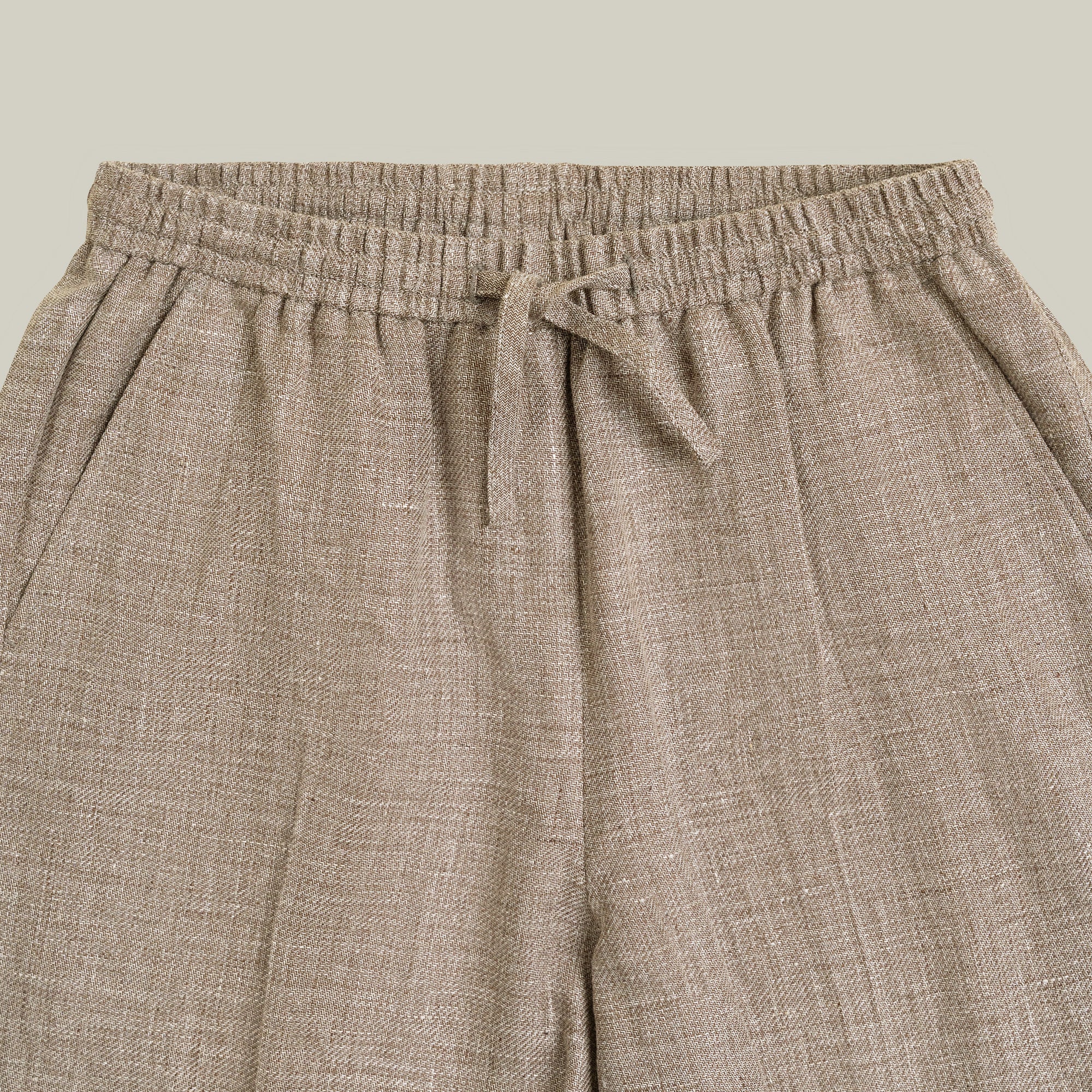 Drawstring Wide Leg Pant model tyler in Dark Brown