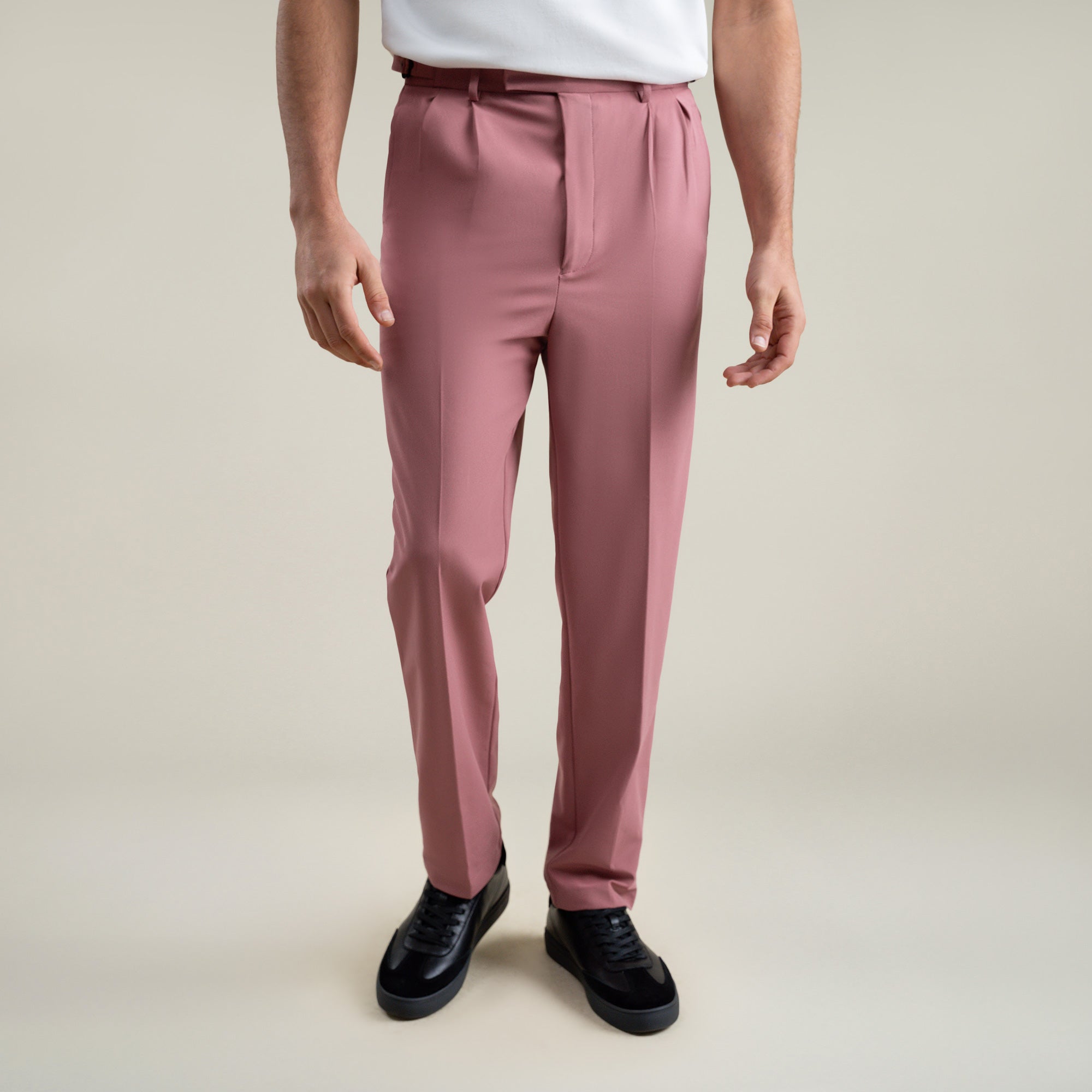 Tags:(6'1"|165) Custom Peak Lapel Tuxedo model Jessey in Desert Rose