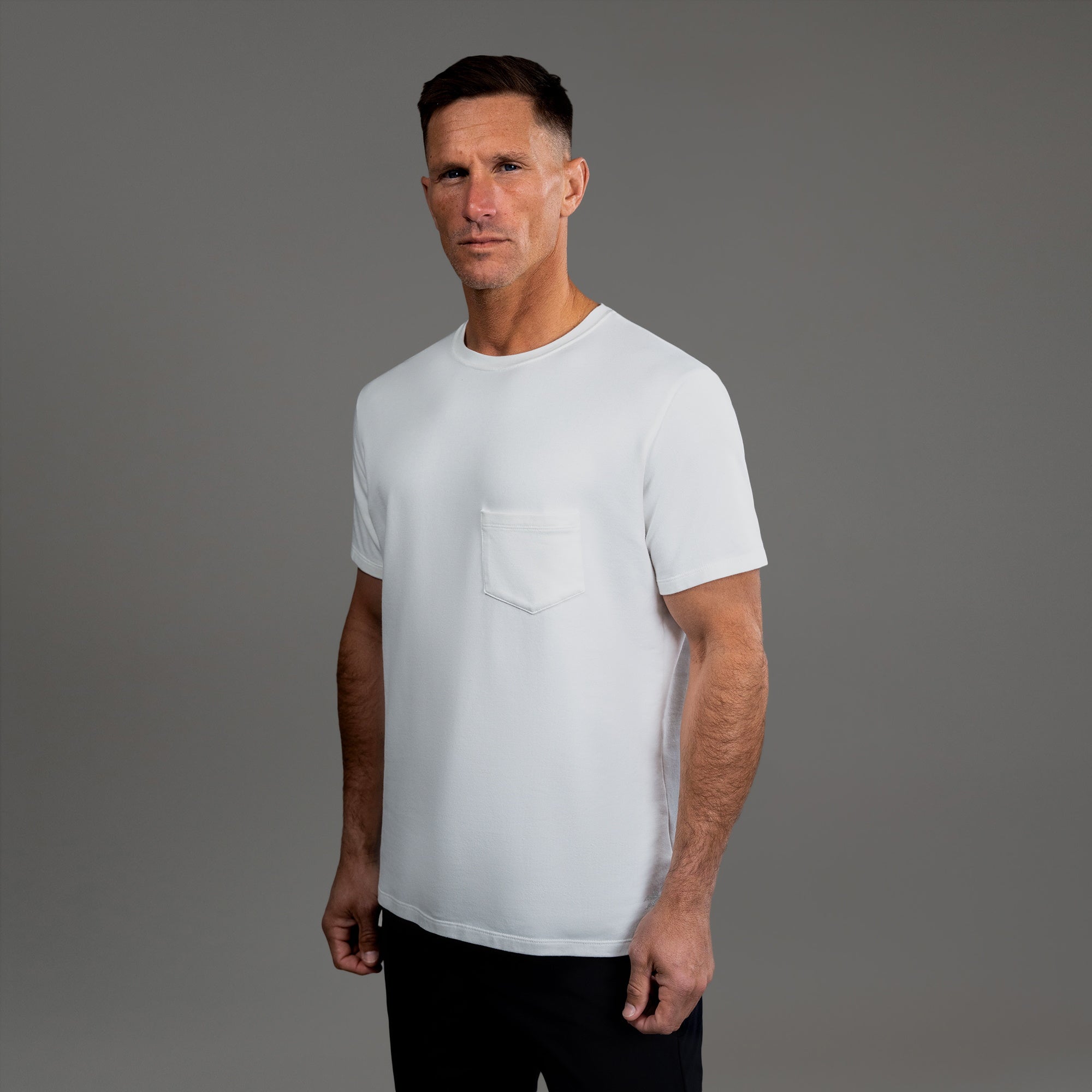 Tags:(6'0" - 180 lbs|Medium) custom t-shirt tee model Tyler in White