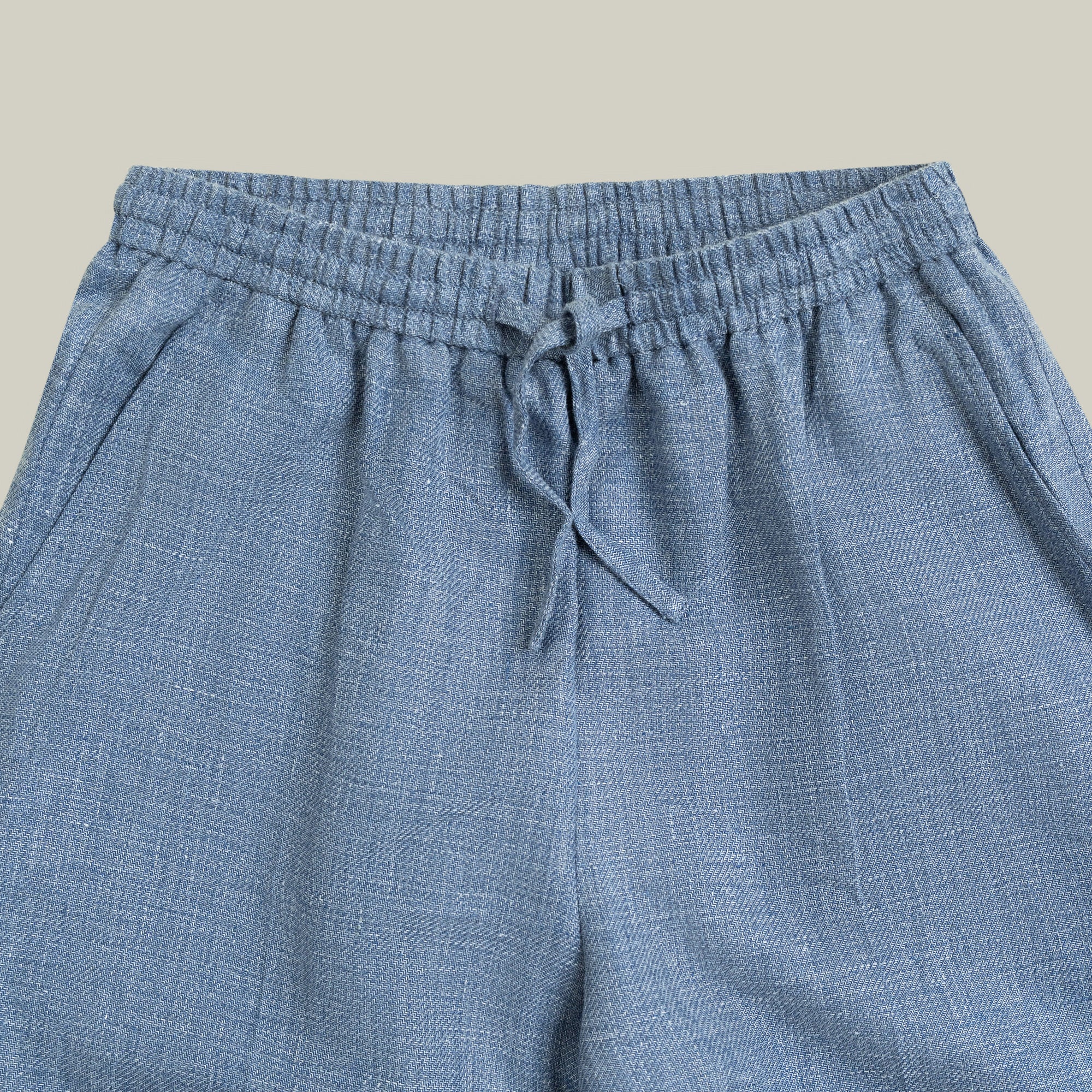 Drawstring Wide Leg Pant model tyler in Light Blue