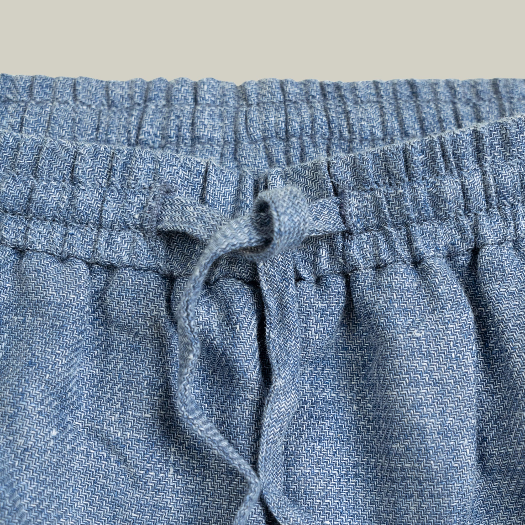 Drawstring Wide Leg Pant model tyler in Light Blue