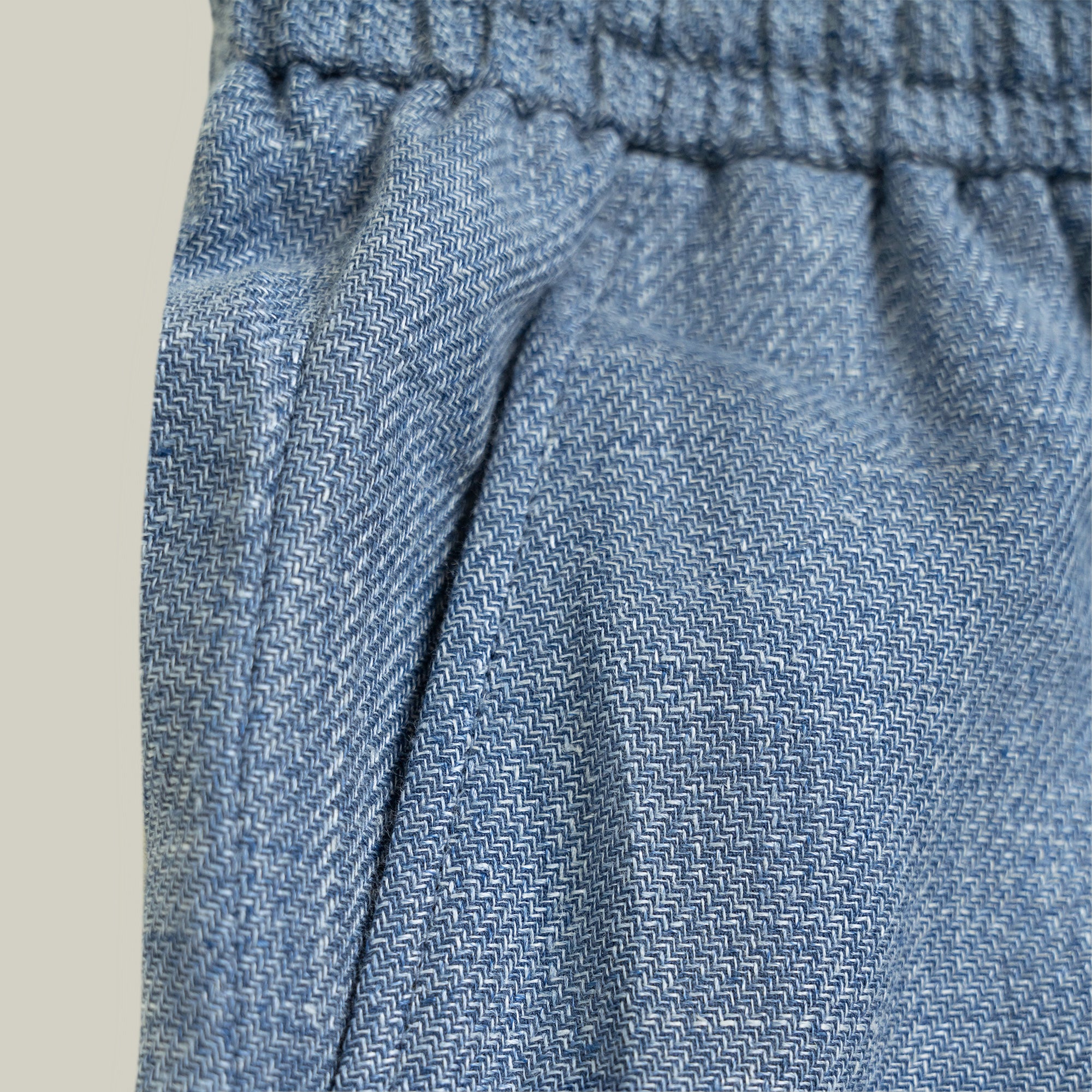 Drawstring Wide Leg Pant model tyler in Light Blue