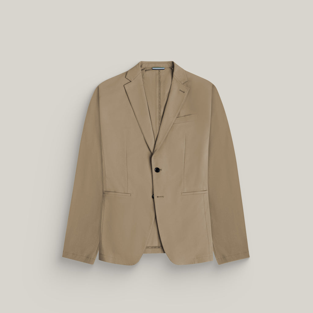 Bespoke custom athleisure technical men's suit los angeles model Guillermo in Warm Khaki
