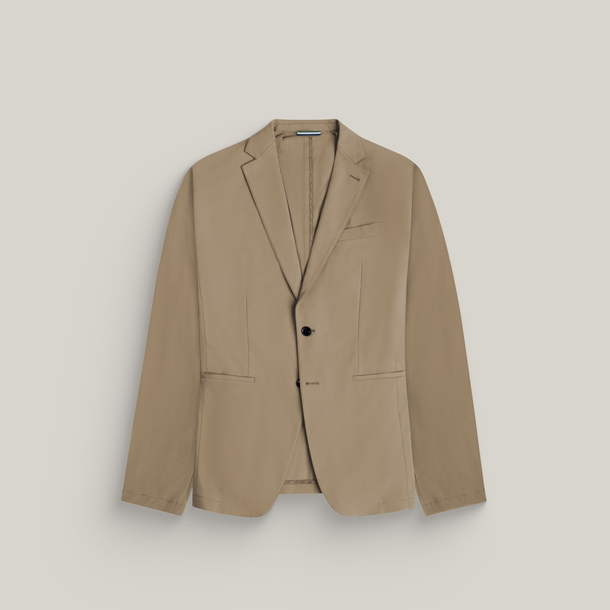 Bespoke custom athleisure technical men's suit los angeles model Guillermo in Warm Khaki