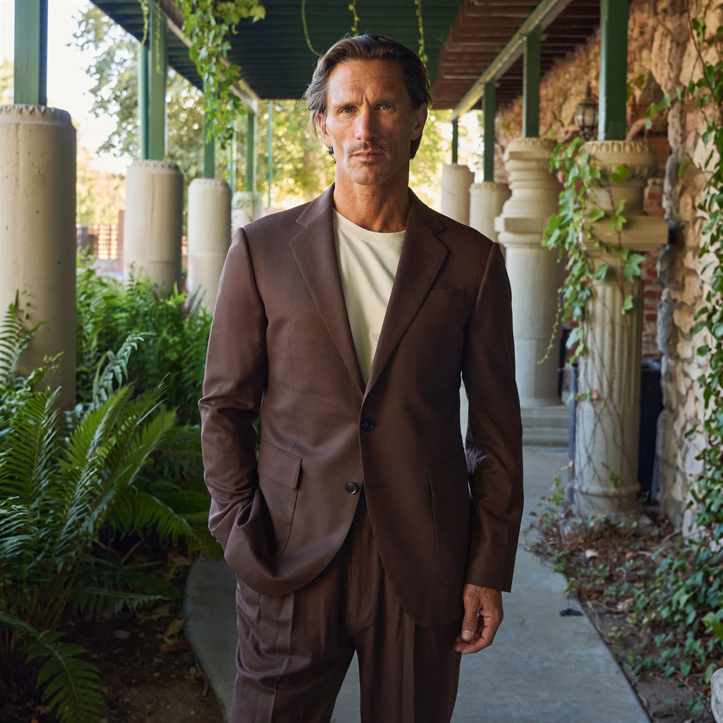 Arden Blazer model Tyler in Hearth
