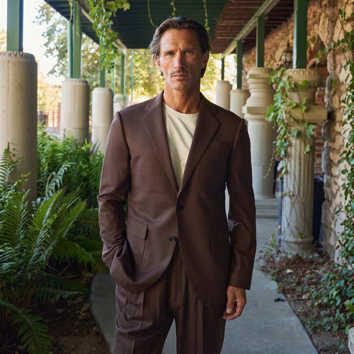 Arden Blazer model Tyler in Hearth