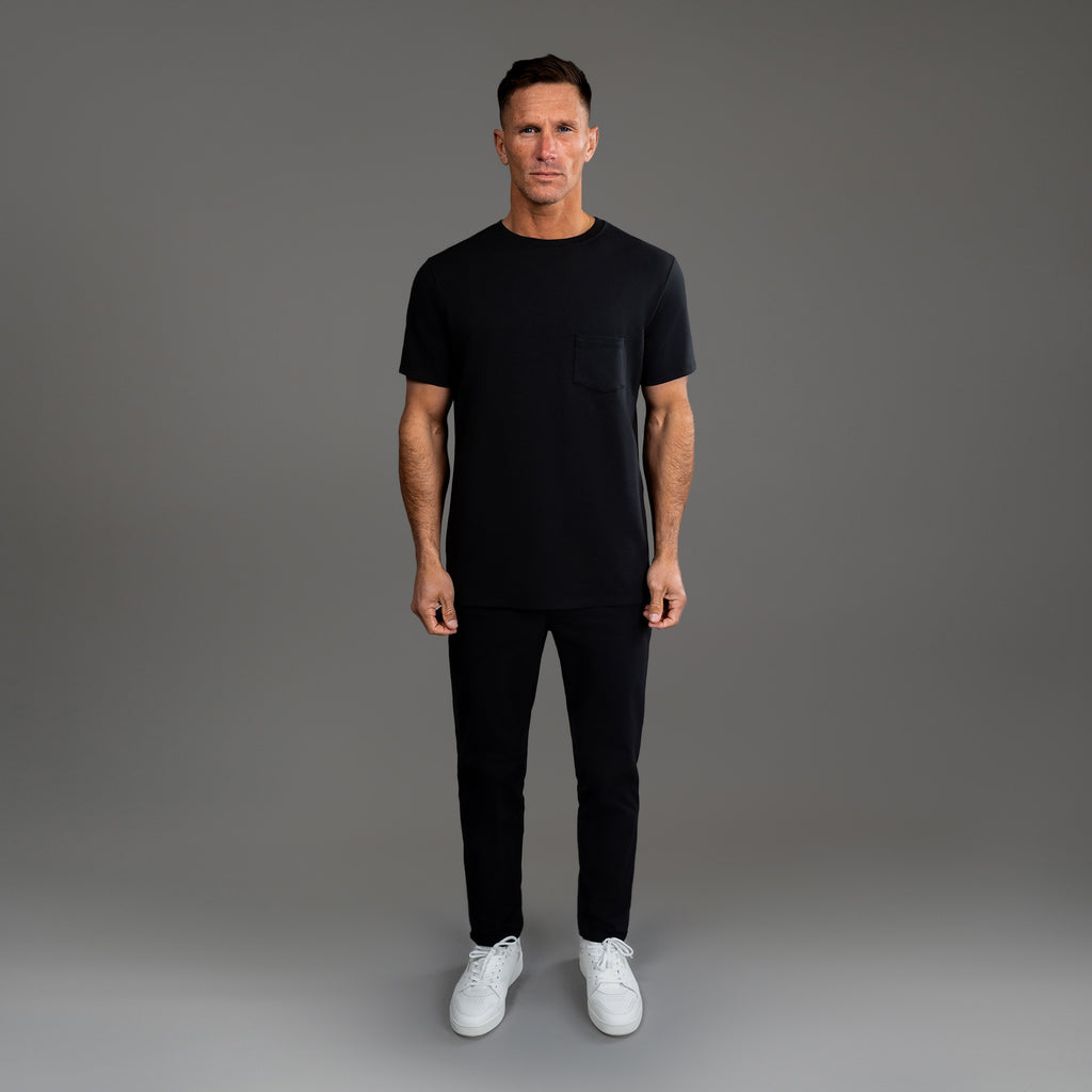 Tags:(6'0" - 180 lbs|Medium) custom t-shirt tee model Tyler in Black