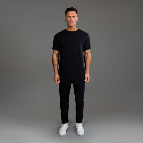 Tags:(6'0" - 180 lbs|Medium) custom t-shirt tee model Tyler in Black