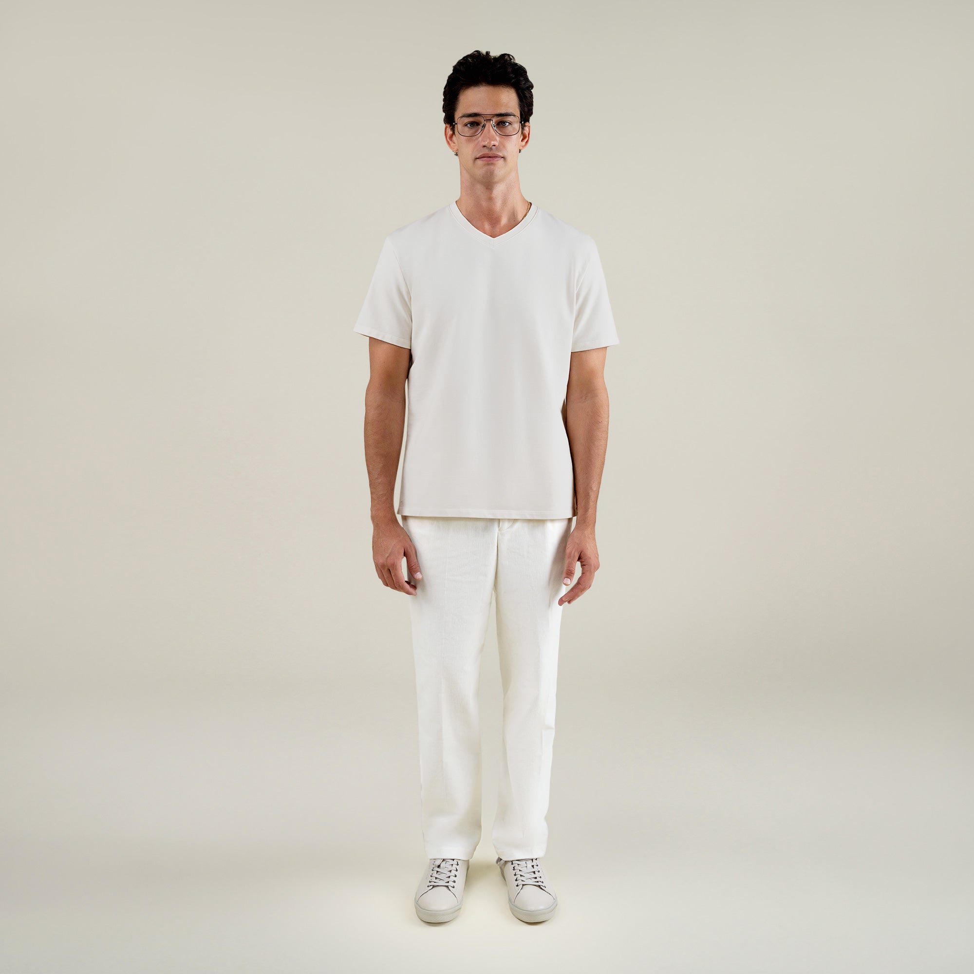 Tags:(6'1" - 165 lbs|Large)  Custom t-shirt tee model Jessey in Bone