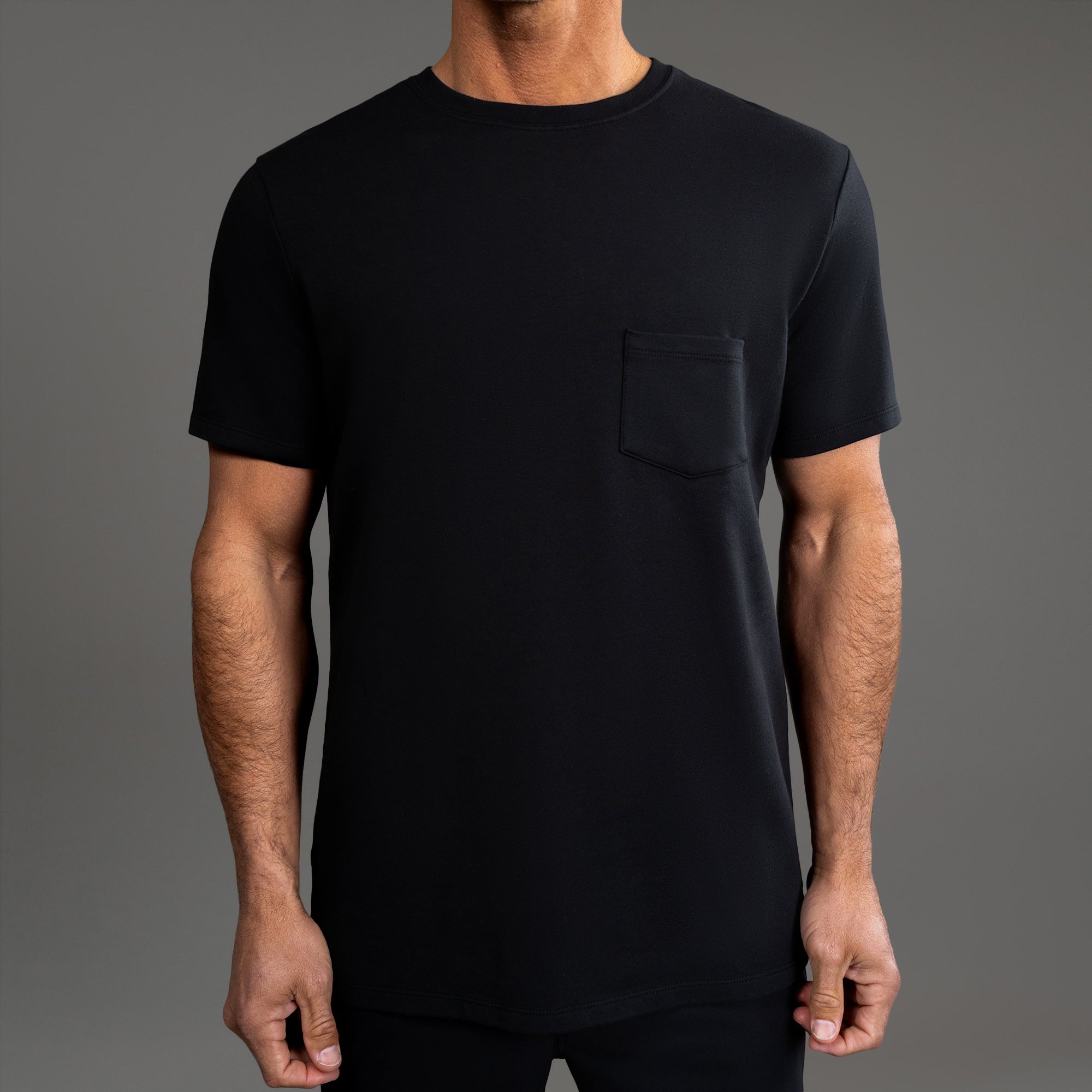 Tags:(6'0" - 180 lbs|Medium) custom t-shirt tee model Tyler in Black