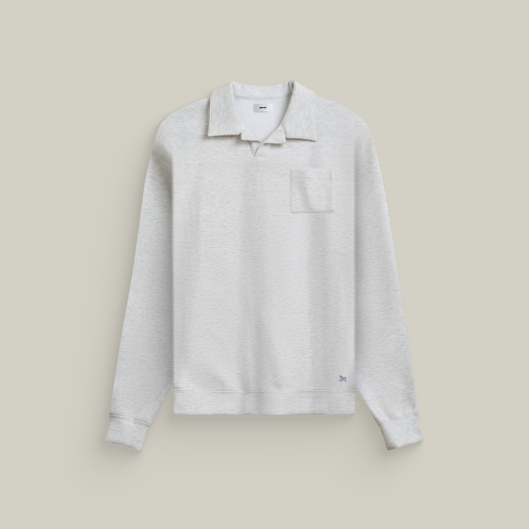 Evening Pullover model tyler in light heather gray