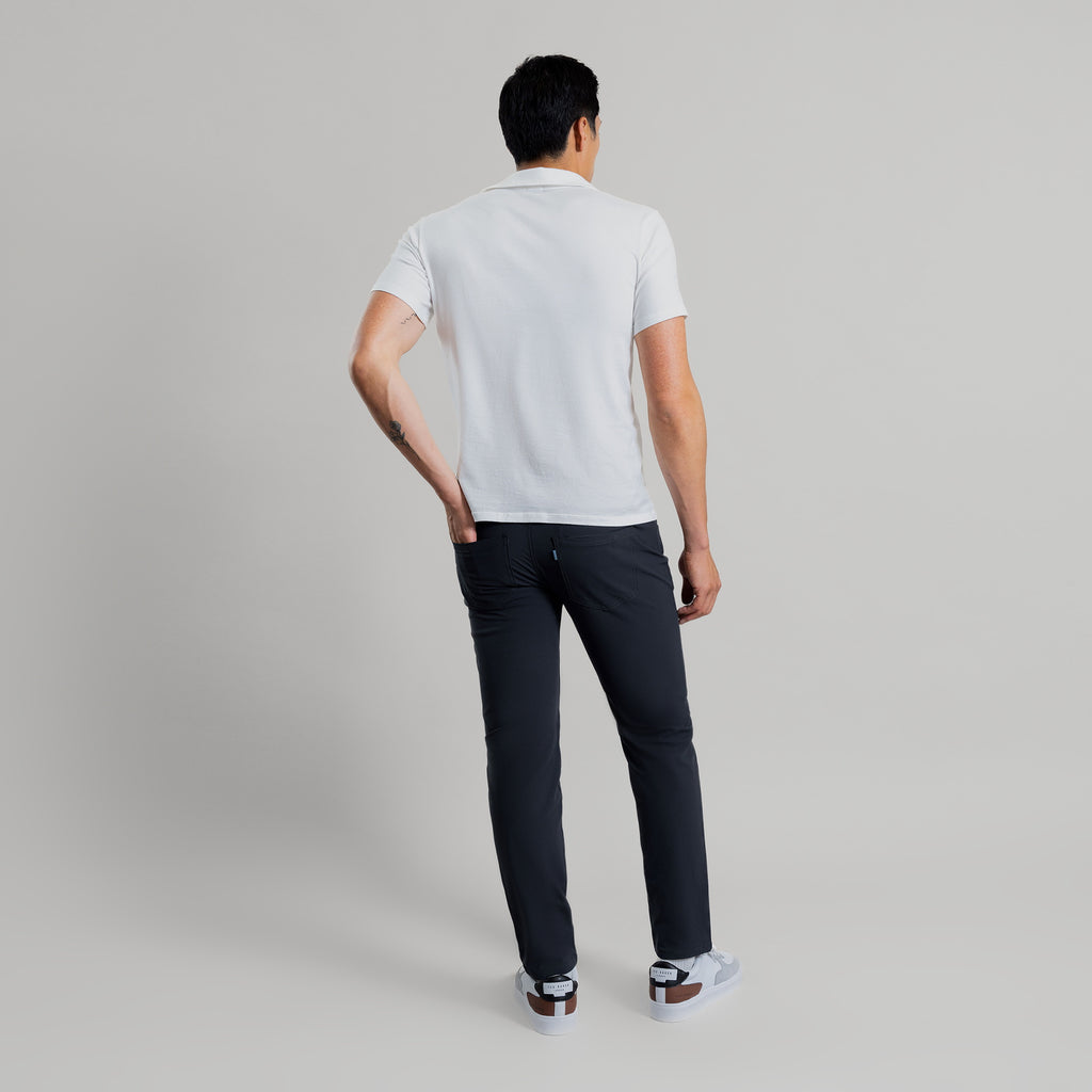 custom tech performance stretch pants model Tim in Charcoal