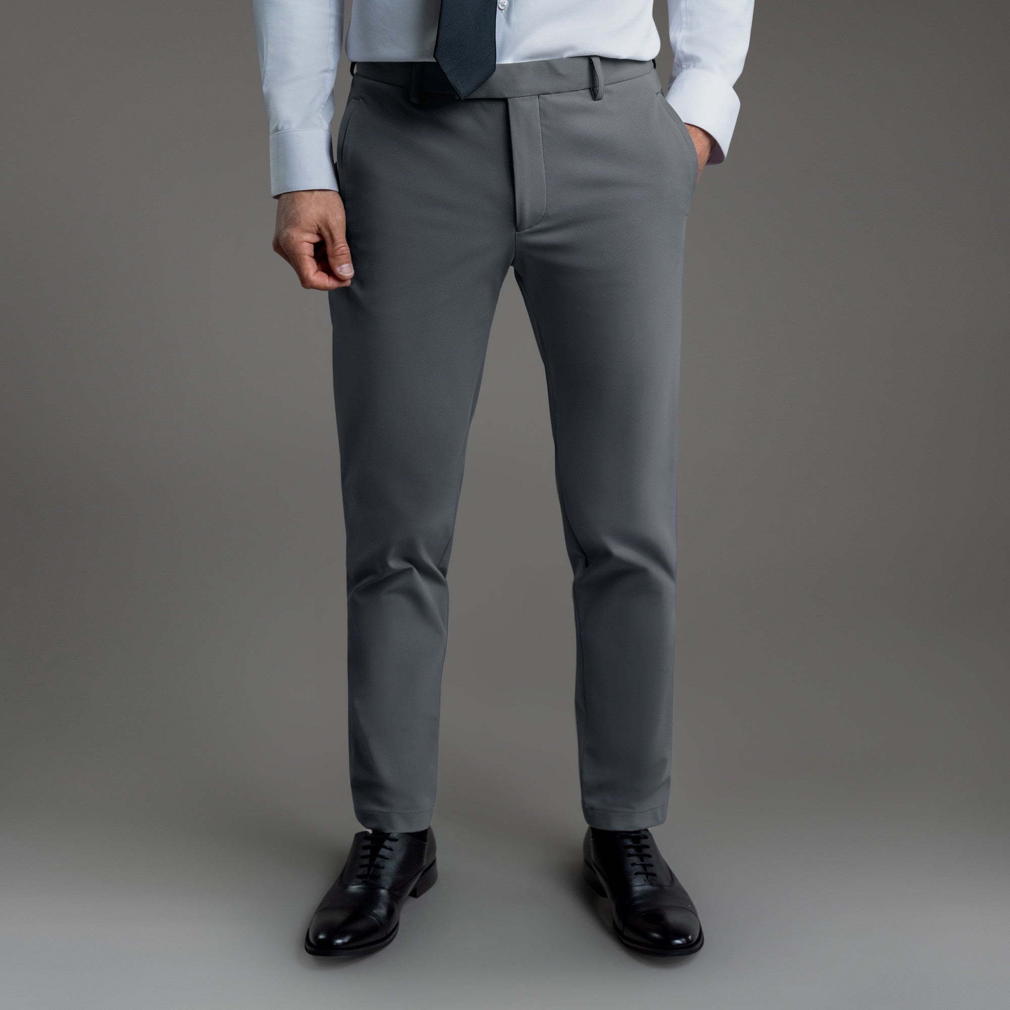 bespoke custom trousers pant chino performance technical model Tyler in Slate Gray