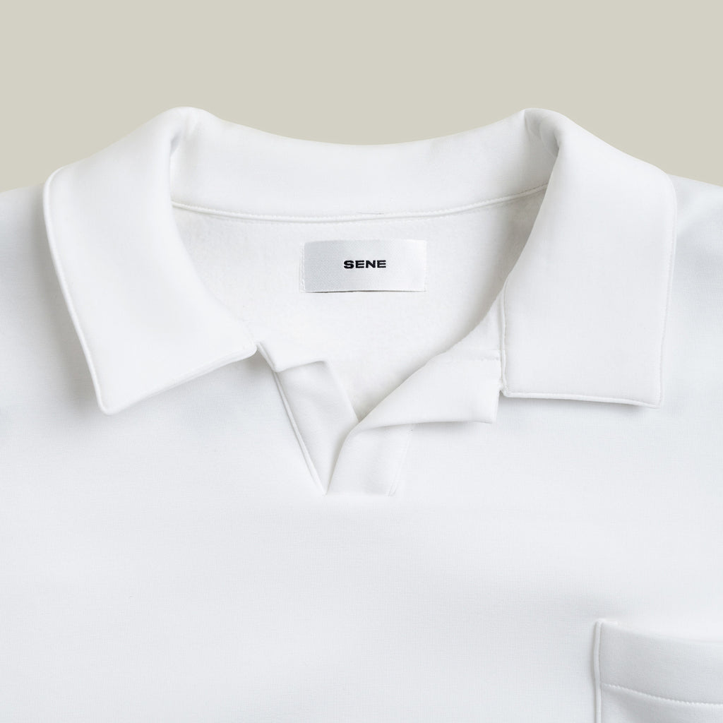 Evening Pullover model tyler in White