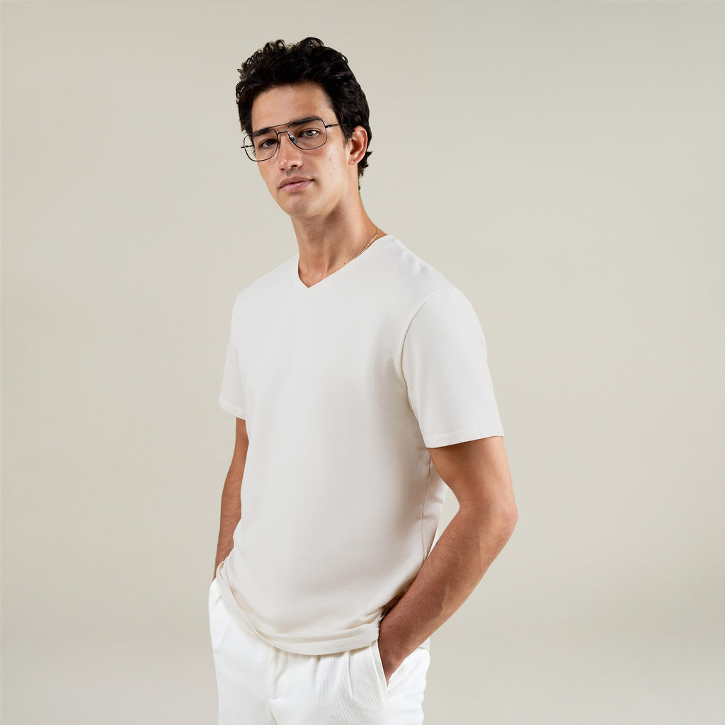 Tags:(6'1" - 165 lbs|Large)  Custom t-shirt tee model Jessey in Bone