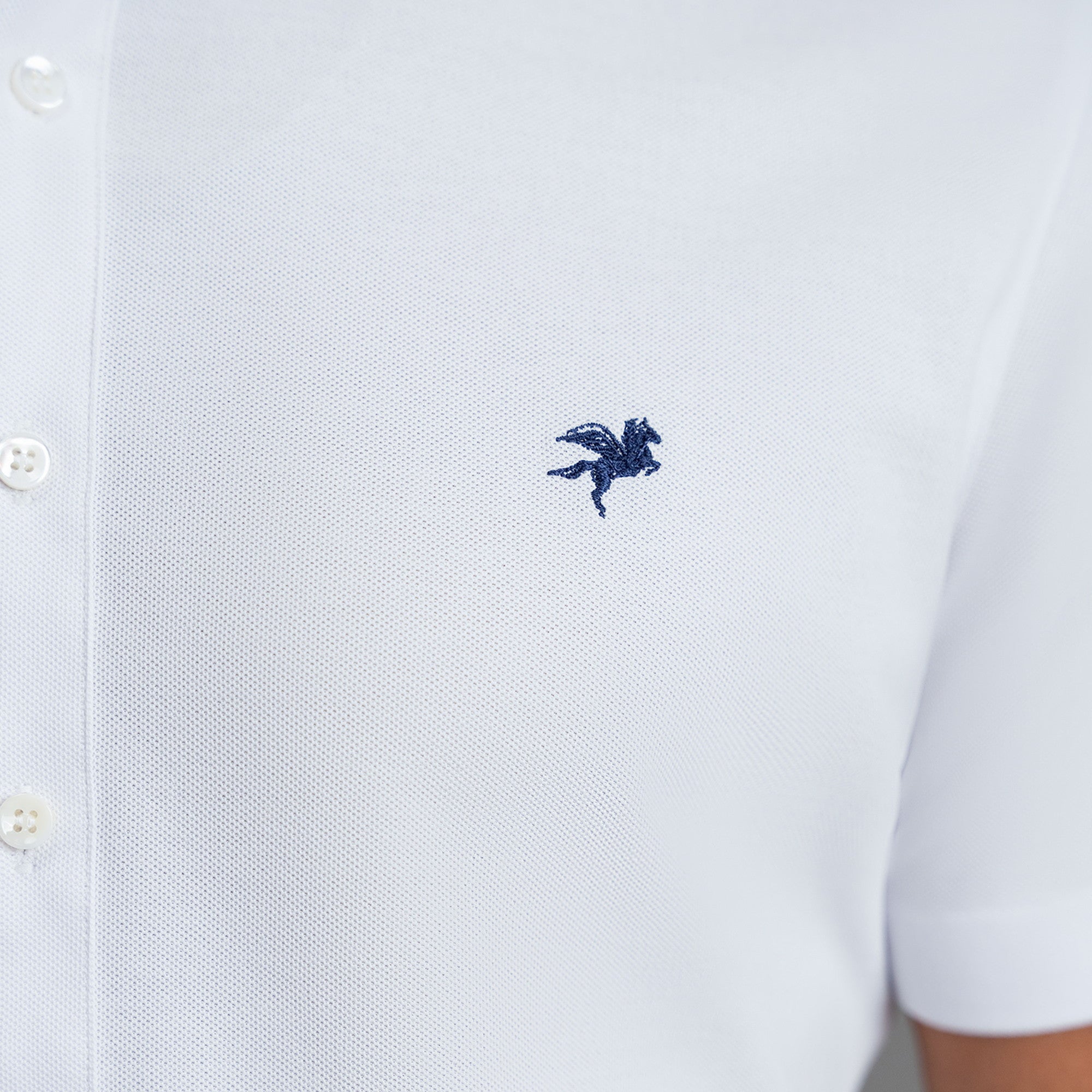 Custom Bespoke Tailored Spread Shirt model Tyler in White Emblem