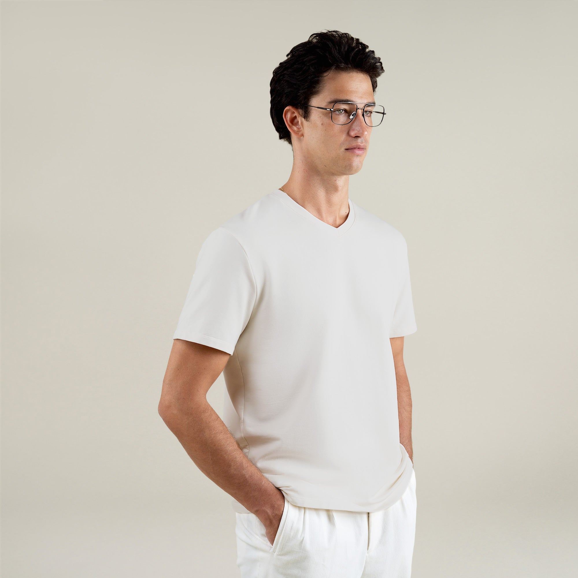 Tags:(6'1" - 165 lbs|Large)  Custom t-shirt tee model Jessey in Bone