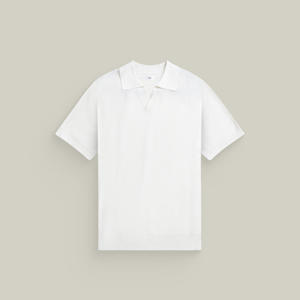 Buttonless Knit Polo model Tyler in White