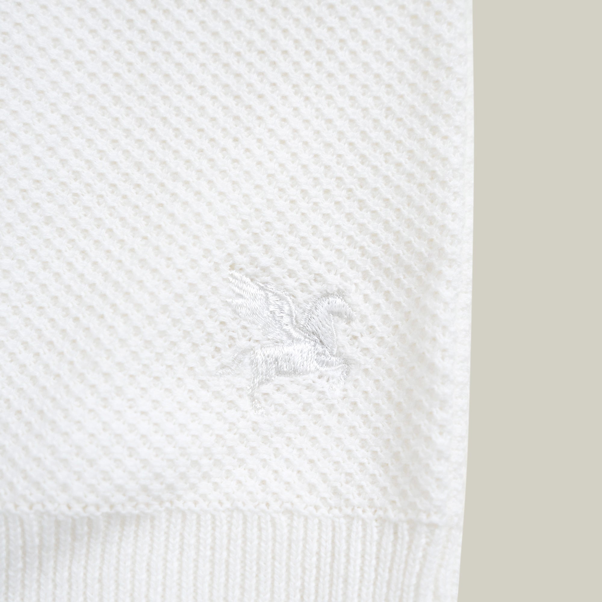 Buttonless Knit Polo model Tyler in White