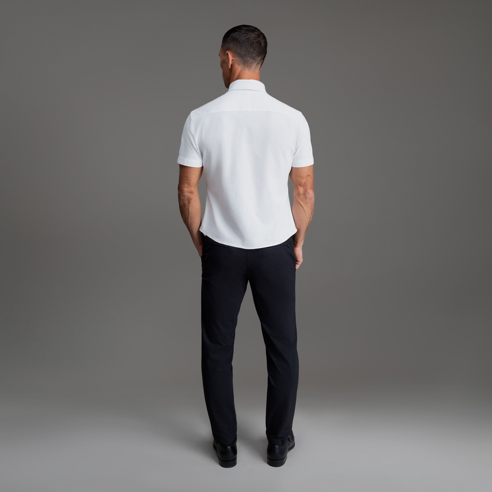 Custom Bespoke Tailored Spread Shirt model Tyler in White Emblem