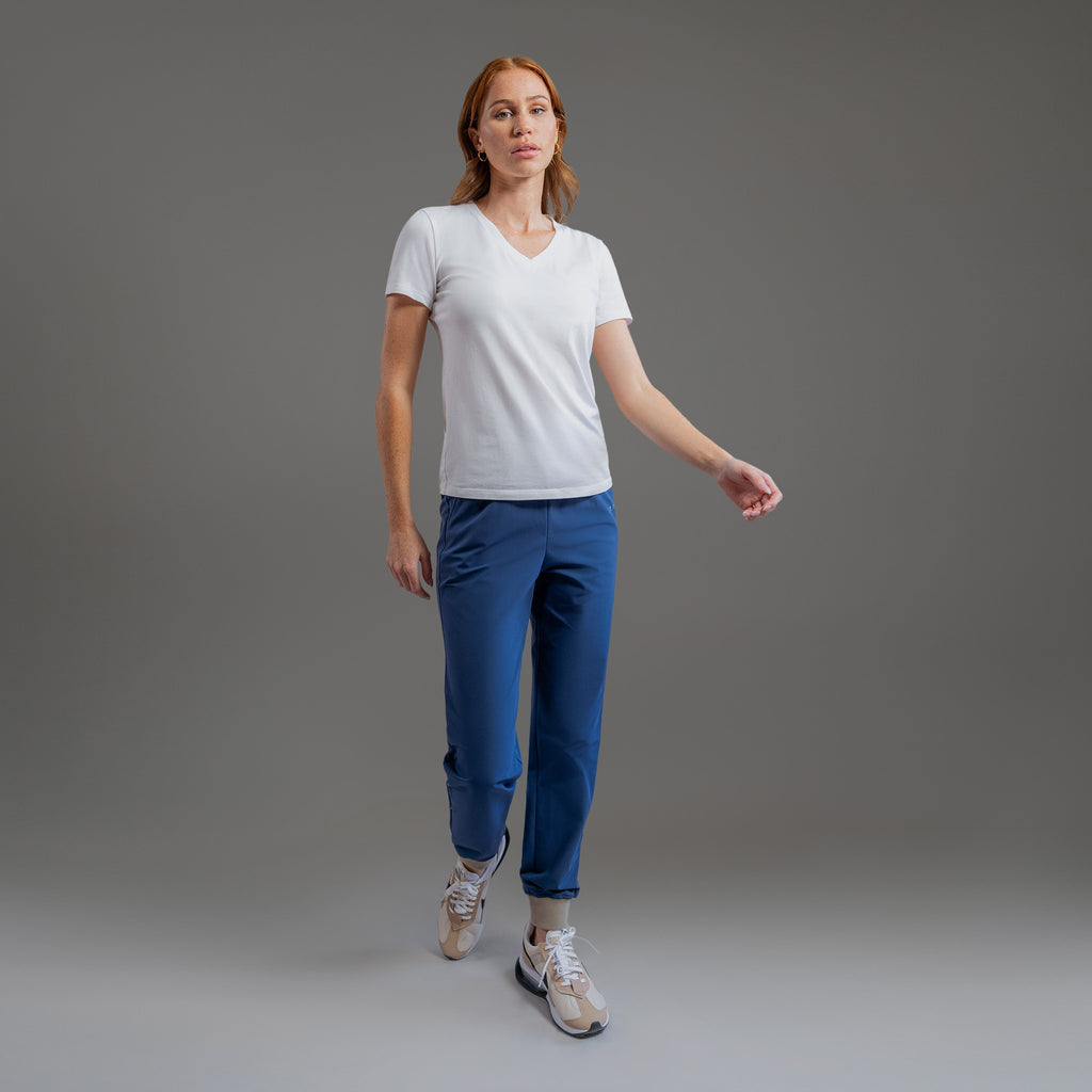 women's custom v-neck model Kelsey in White