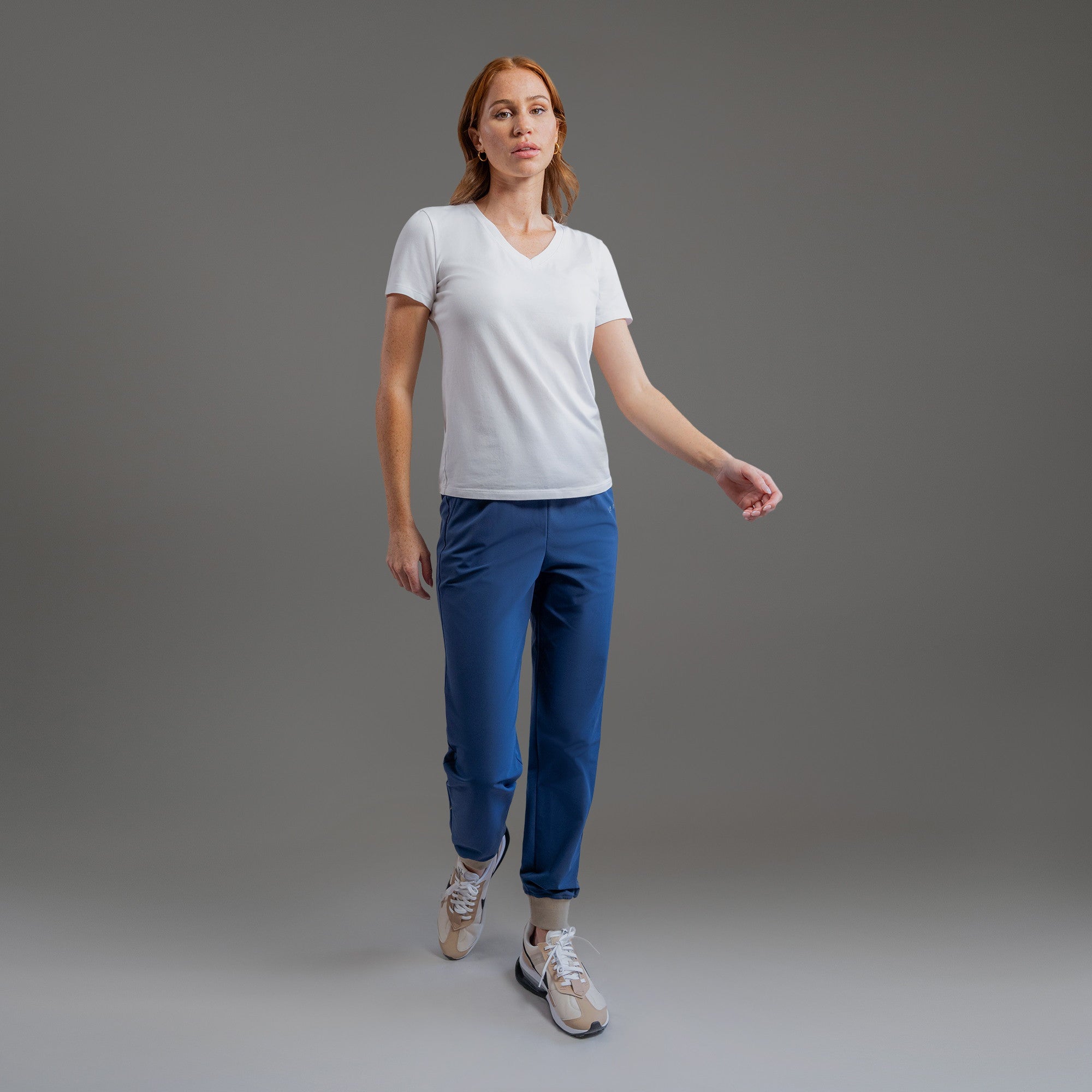women's custom v-neck model Kelsey in White