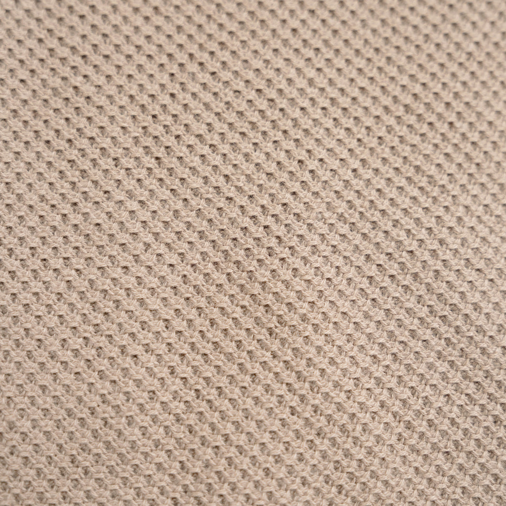 Buttonless Knit Polo model Tyler in Toffee