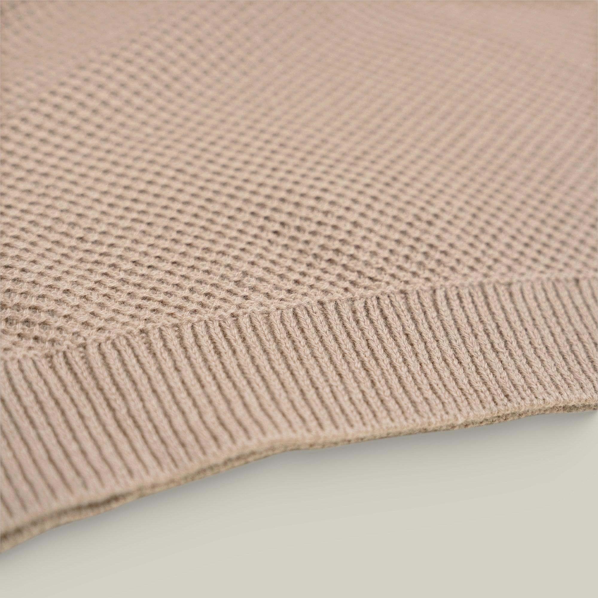 Buttonless Knit Polo model Tyler in Toffee