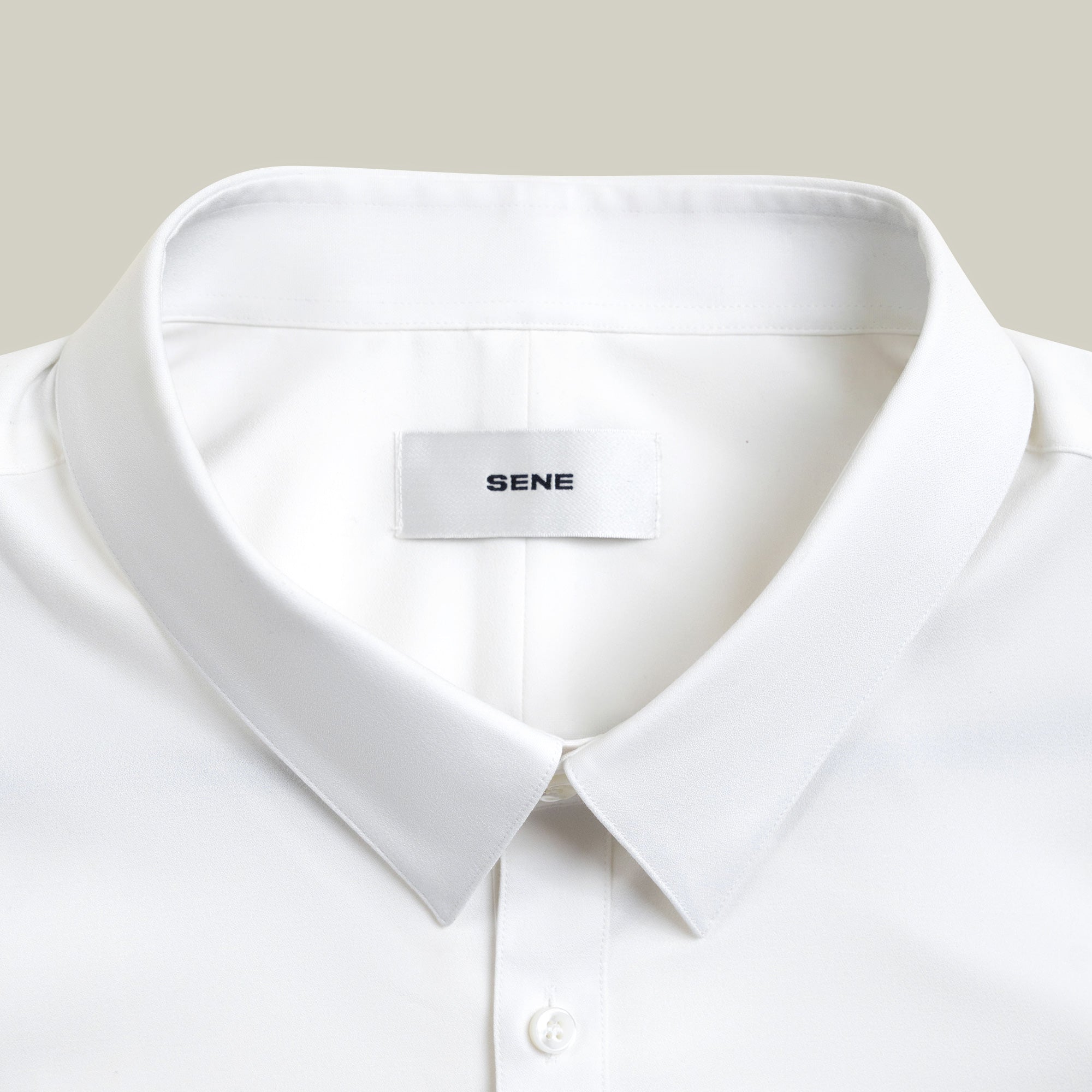 Bamboo Short Sleeve Button-Up Shirt model Tyler in Sea Salt