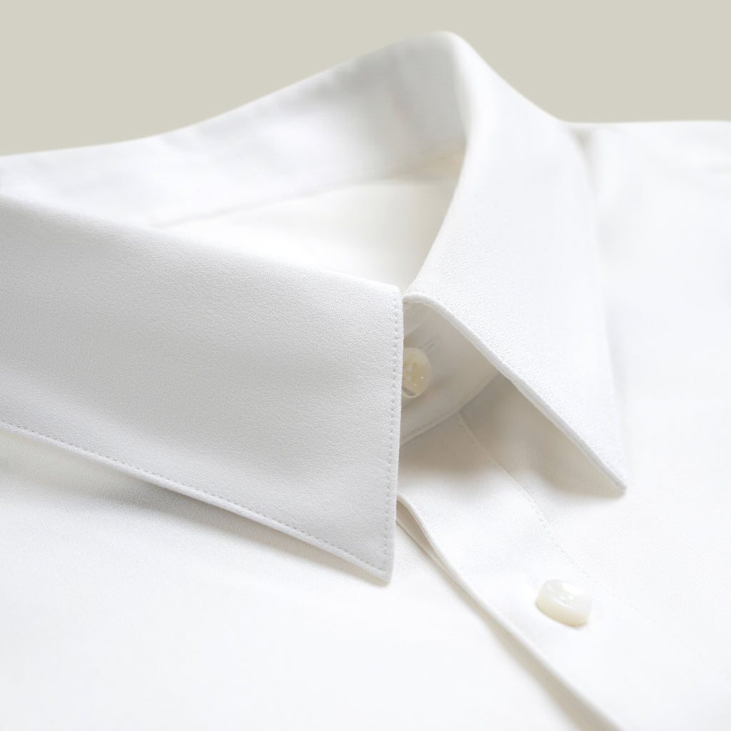 Bamboo Short Sleeve Button-Up Shirt model Tyler in Sea Salt
