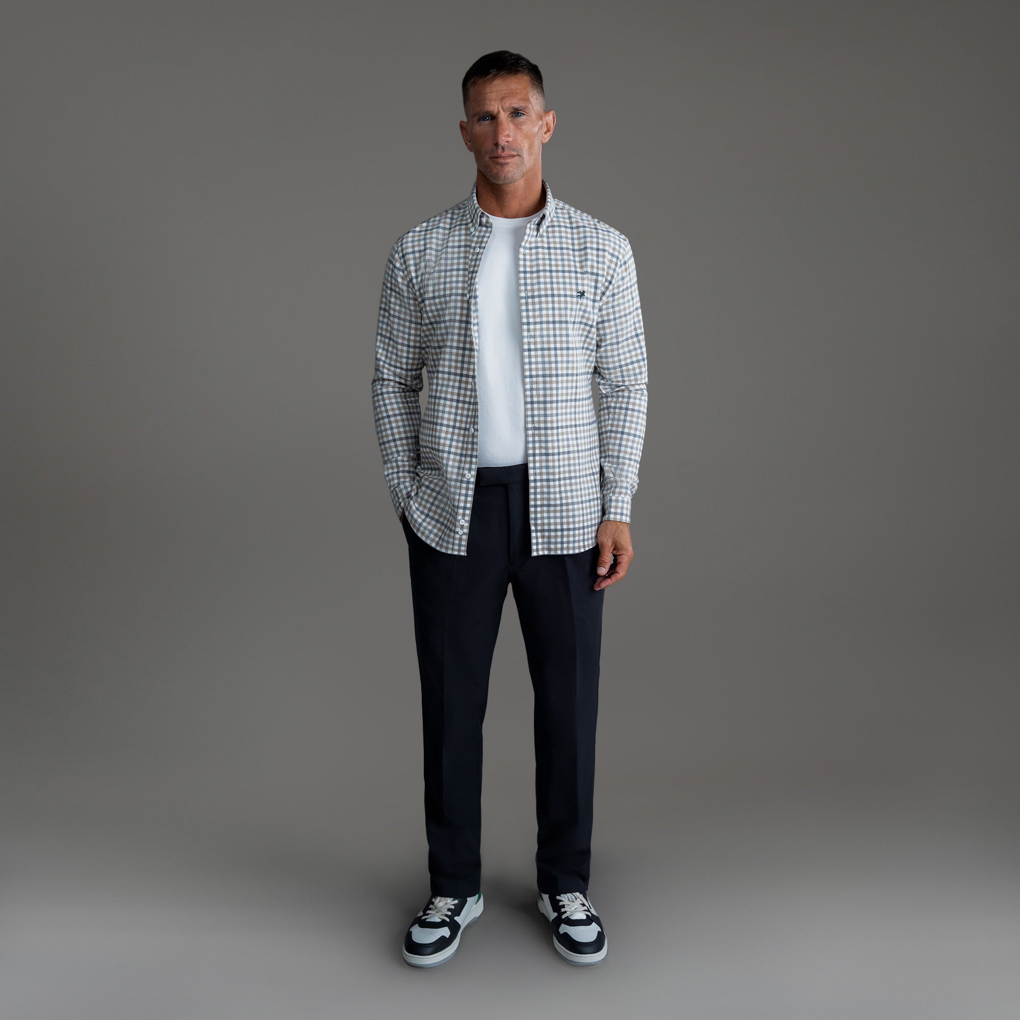 Custom Bespoke Tailored Flannel Shirt model Tyler in Sonoma Plaid