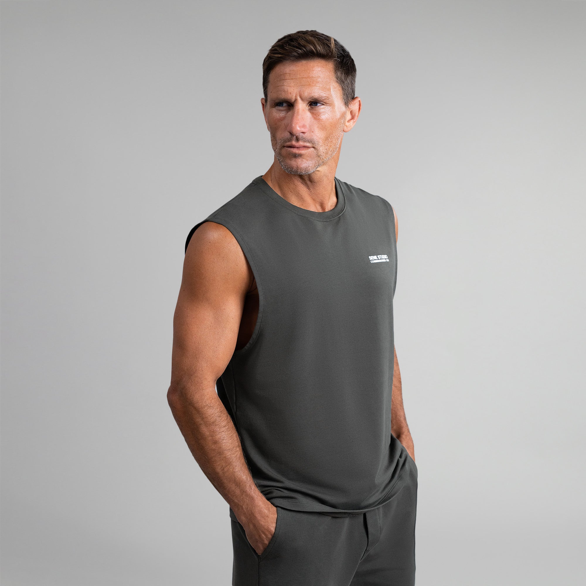 Tags:(6'0" - 180 lbs|Large) custom t-shirt tee model Tyler in Smoke