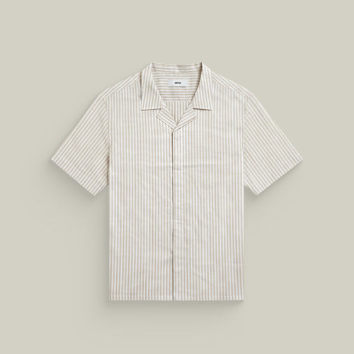 Bamboo Camp Shirt model Tyler in Monterey Stripe