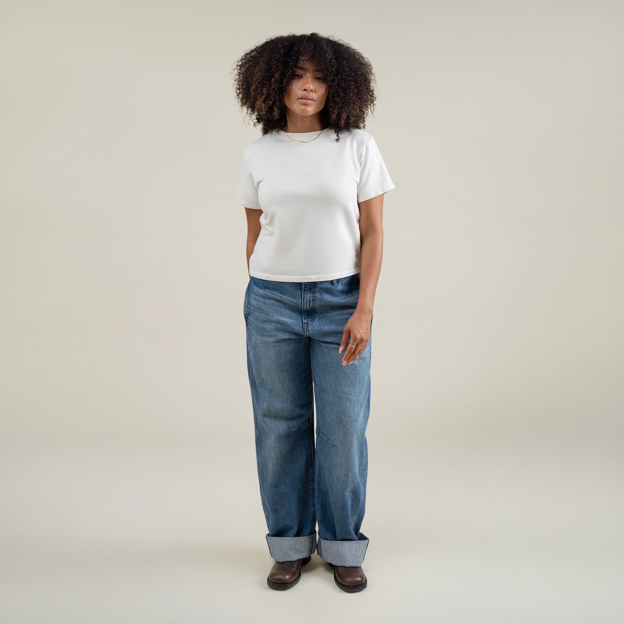 Tags:(Medium) Custom t-shirt tee model Melissa in Bone