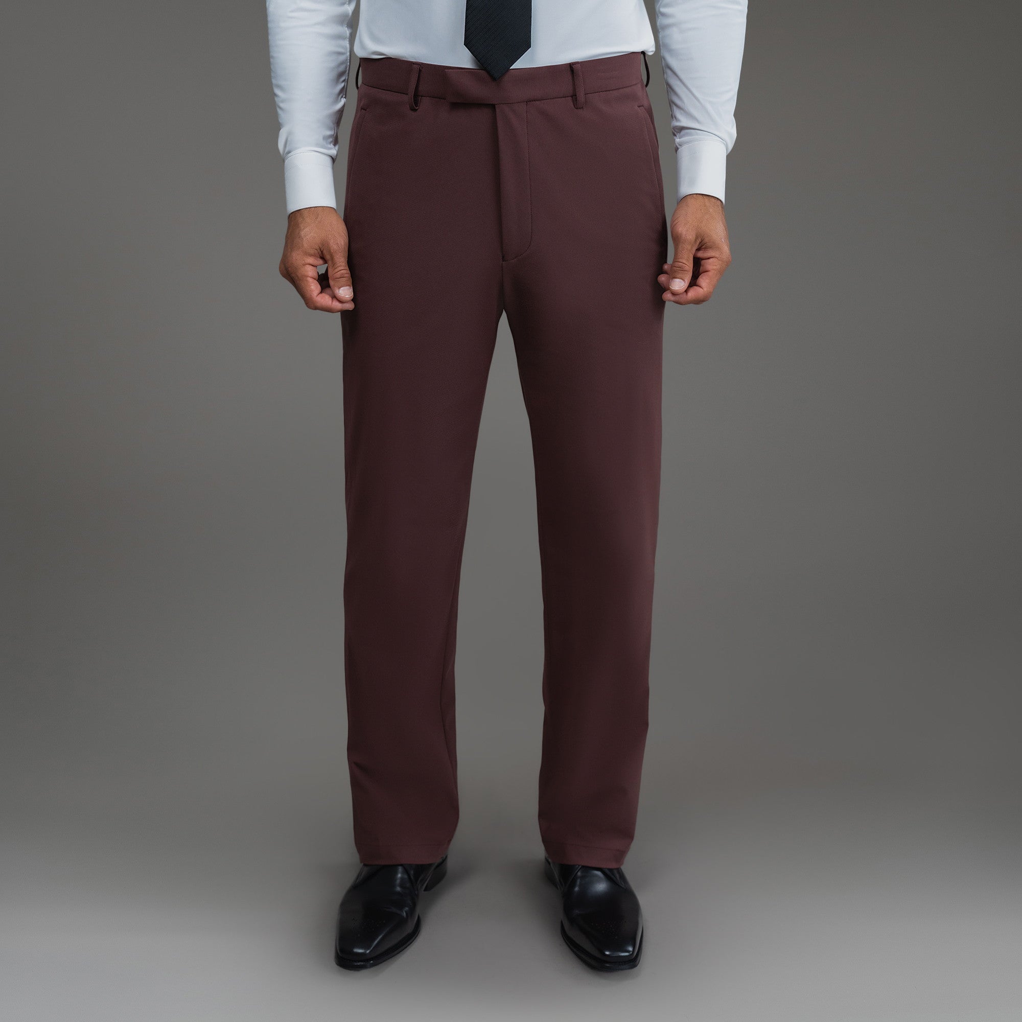 bespoke custom trousers pant chino performance technical model Tyler in Maroon