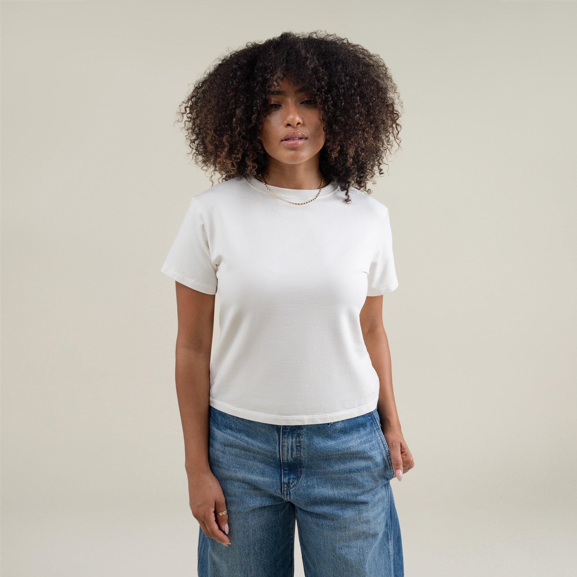 Tags:(Medium) Custom t-shirt tee model Melissa in Bone