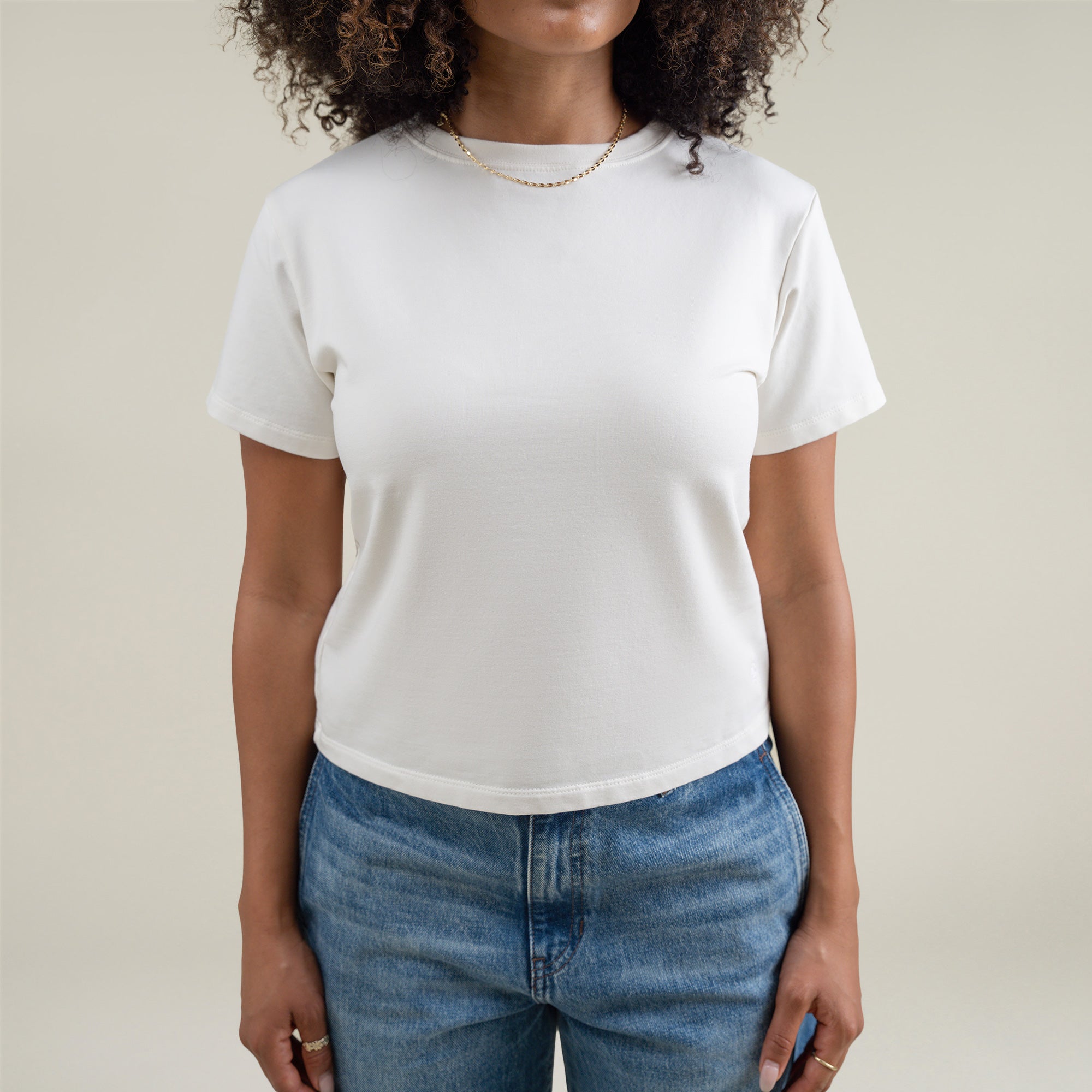 Tags:(Medium) Custom t-shirt tee model Melissa in Bone