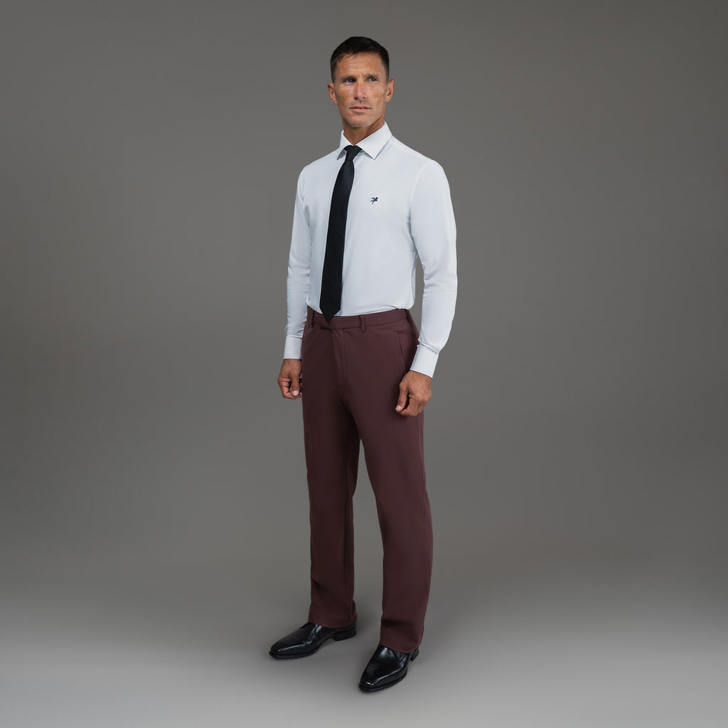 bespoke custom trousers pant chino performance technical model Tyler in Maroon