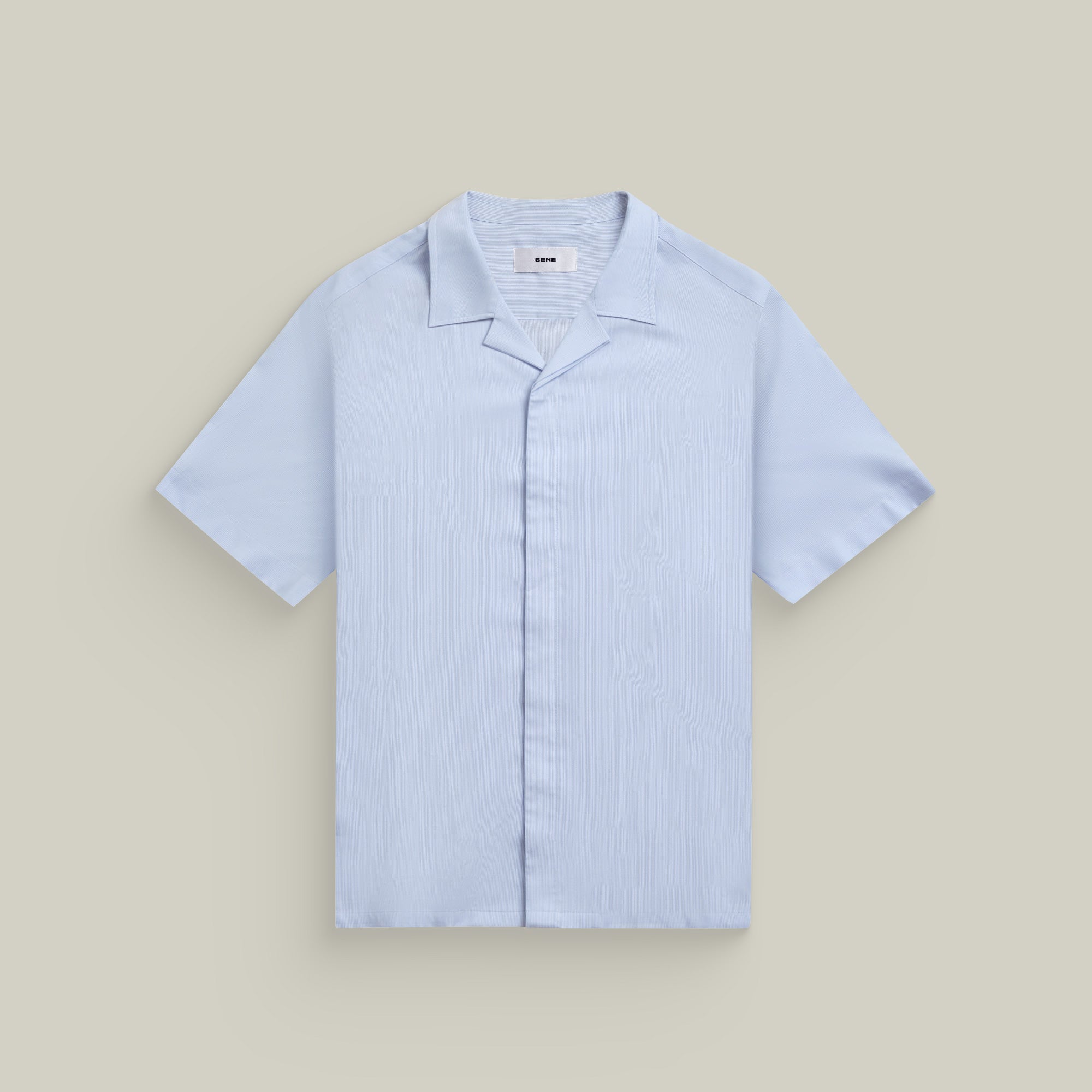 Bamboo Camp Shirt model Tyler in Pacific Mini Stripe