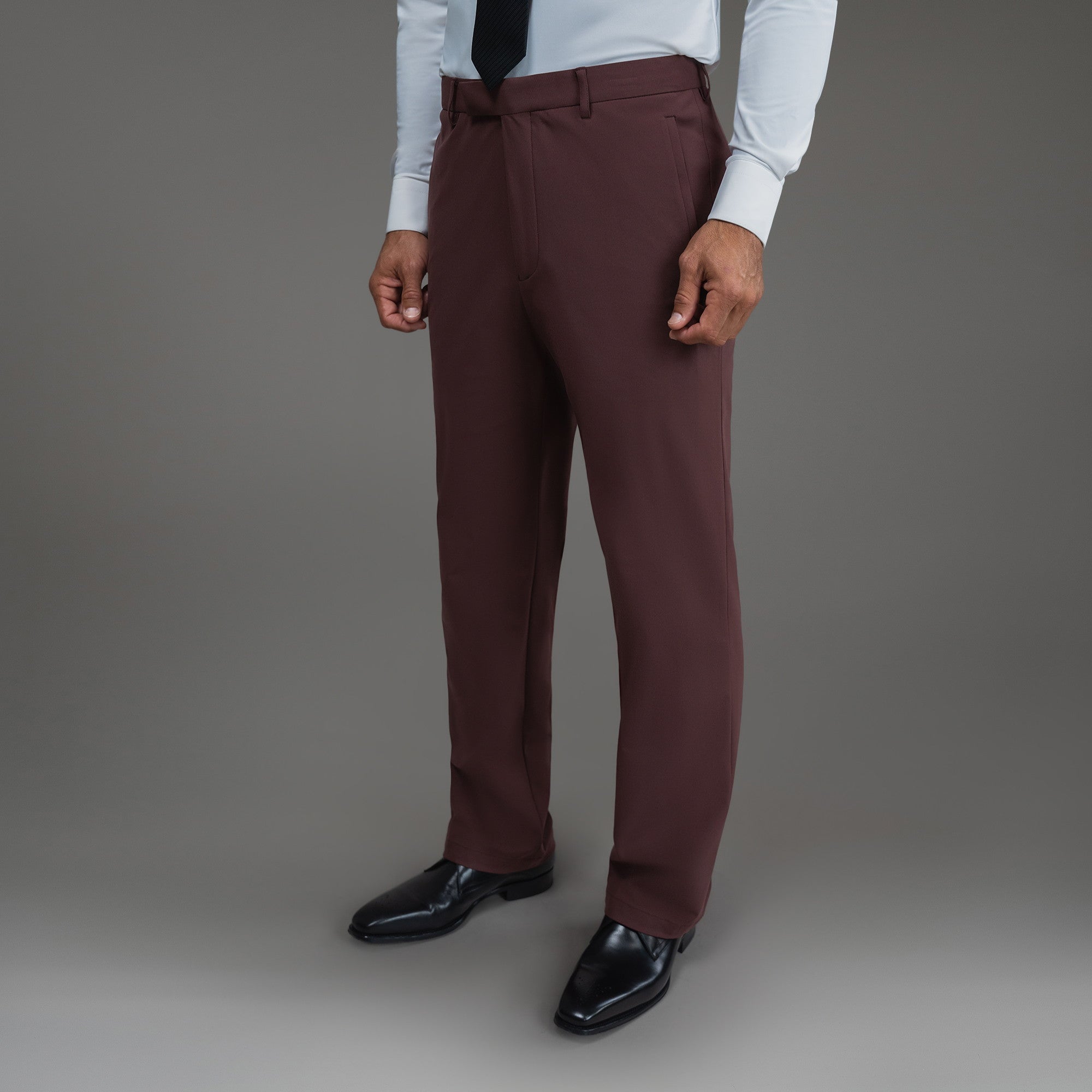 bespoke custom trousers pant chino performance technical model Tyler in Maroon