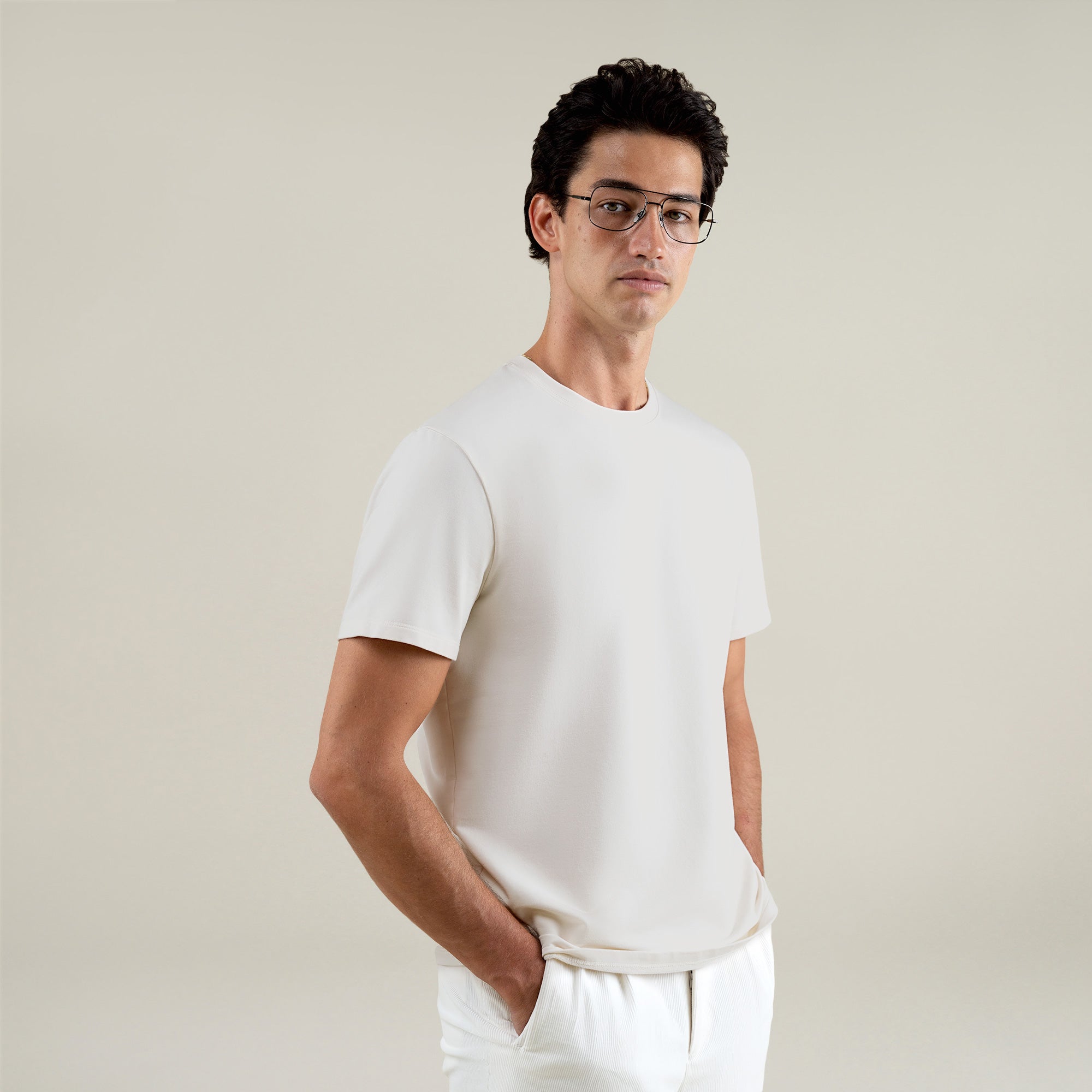 Tags:(6'1" - 165 lbs|Large) Custom t-shirt tee model Jessey in Bone