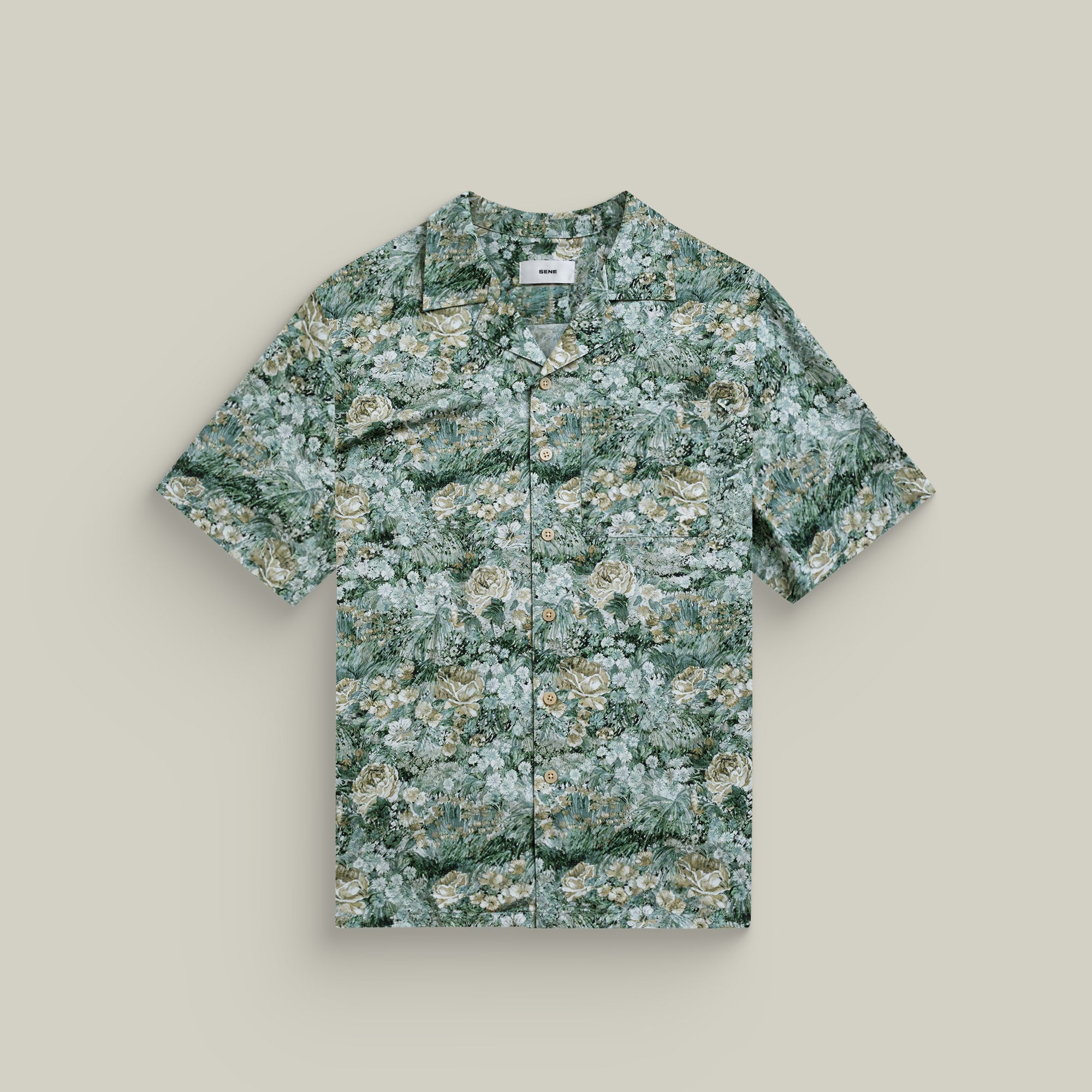 Stretch Cotton Camp Shirt model Tyler in Malibu Bloom