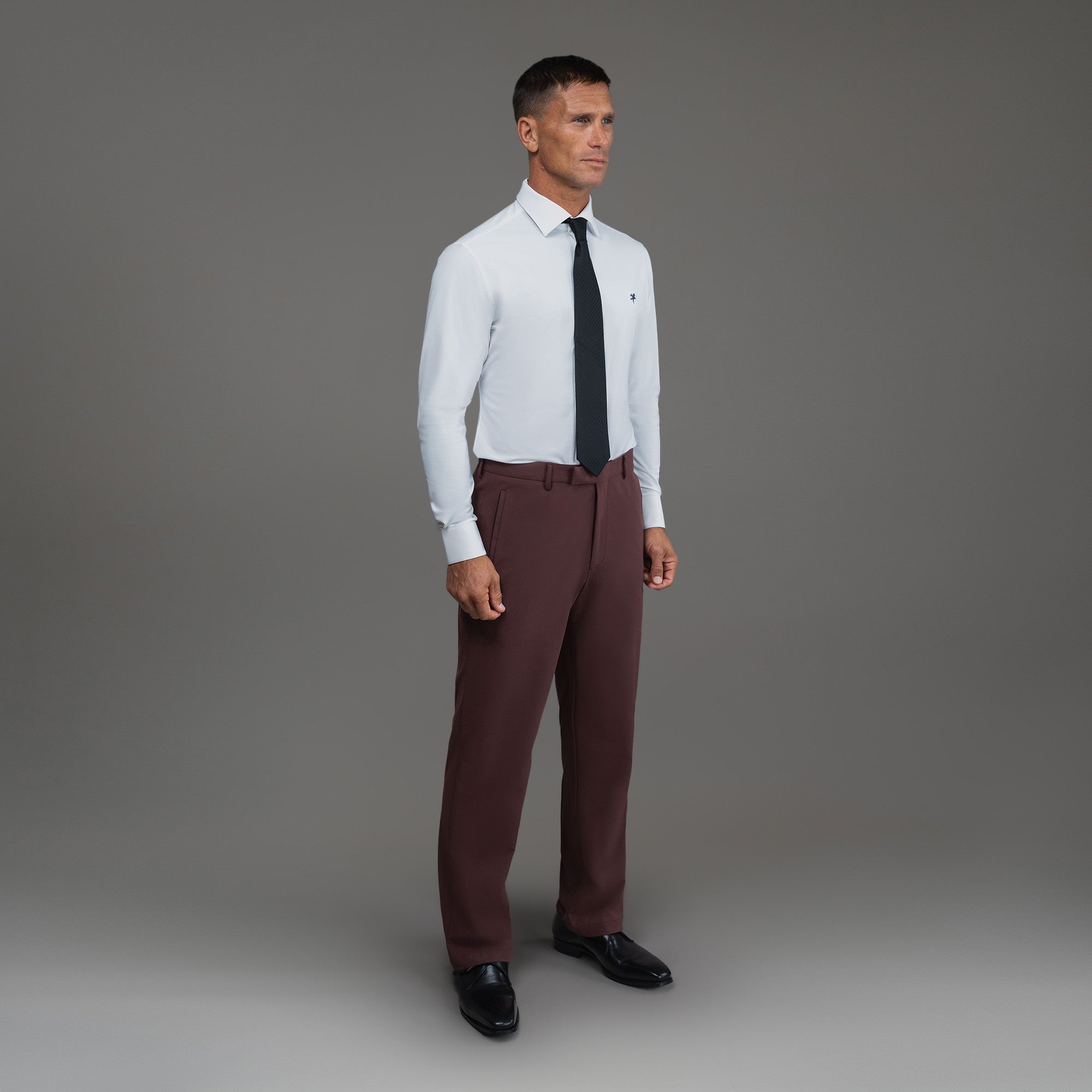 bespoke custom trousers pant chino performance technical model Tyler in Maroon