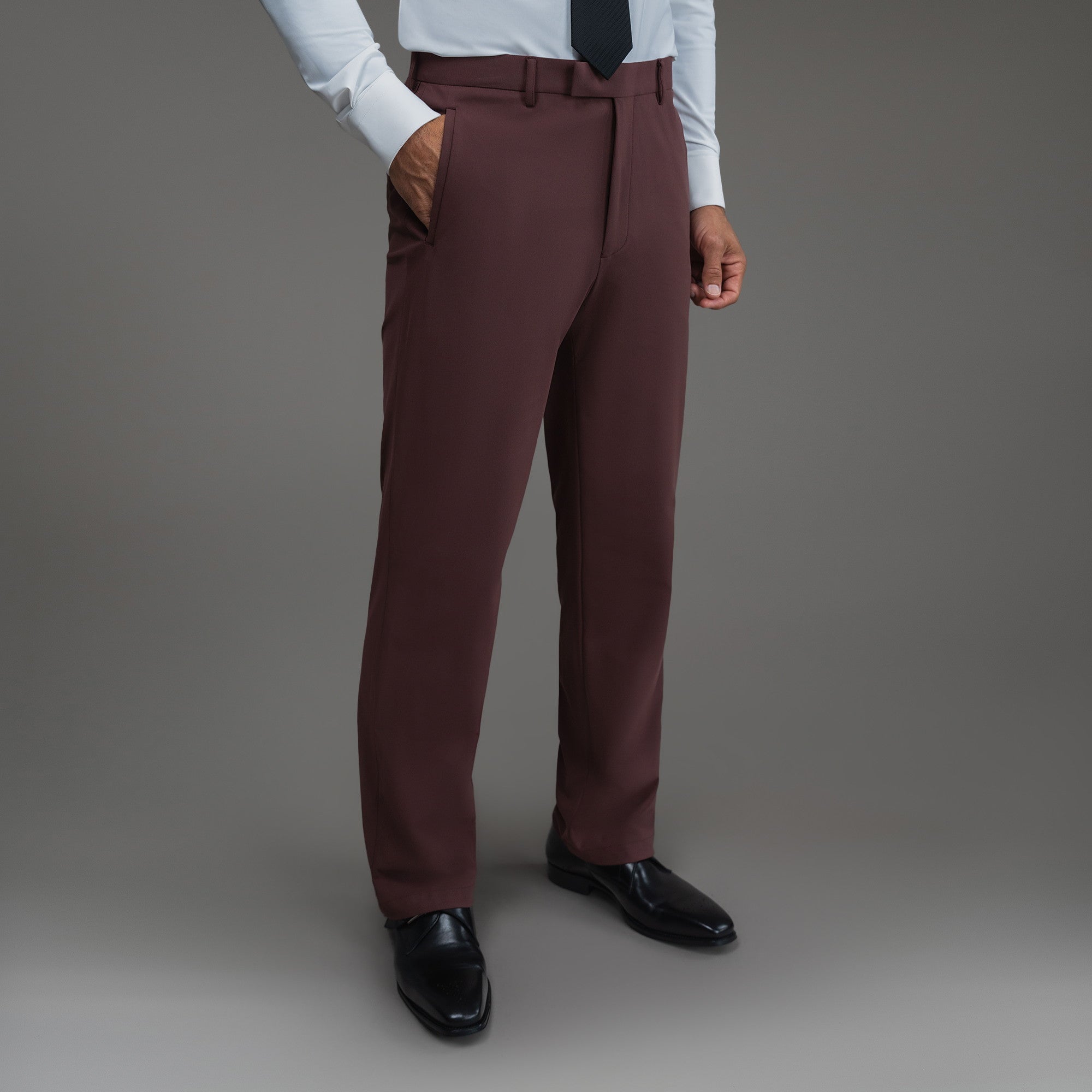 bespoke custom trousers pant chino performance technical model Tyler in Maroon