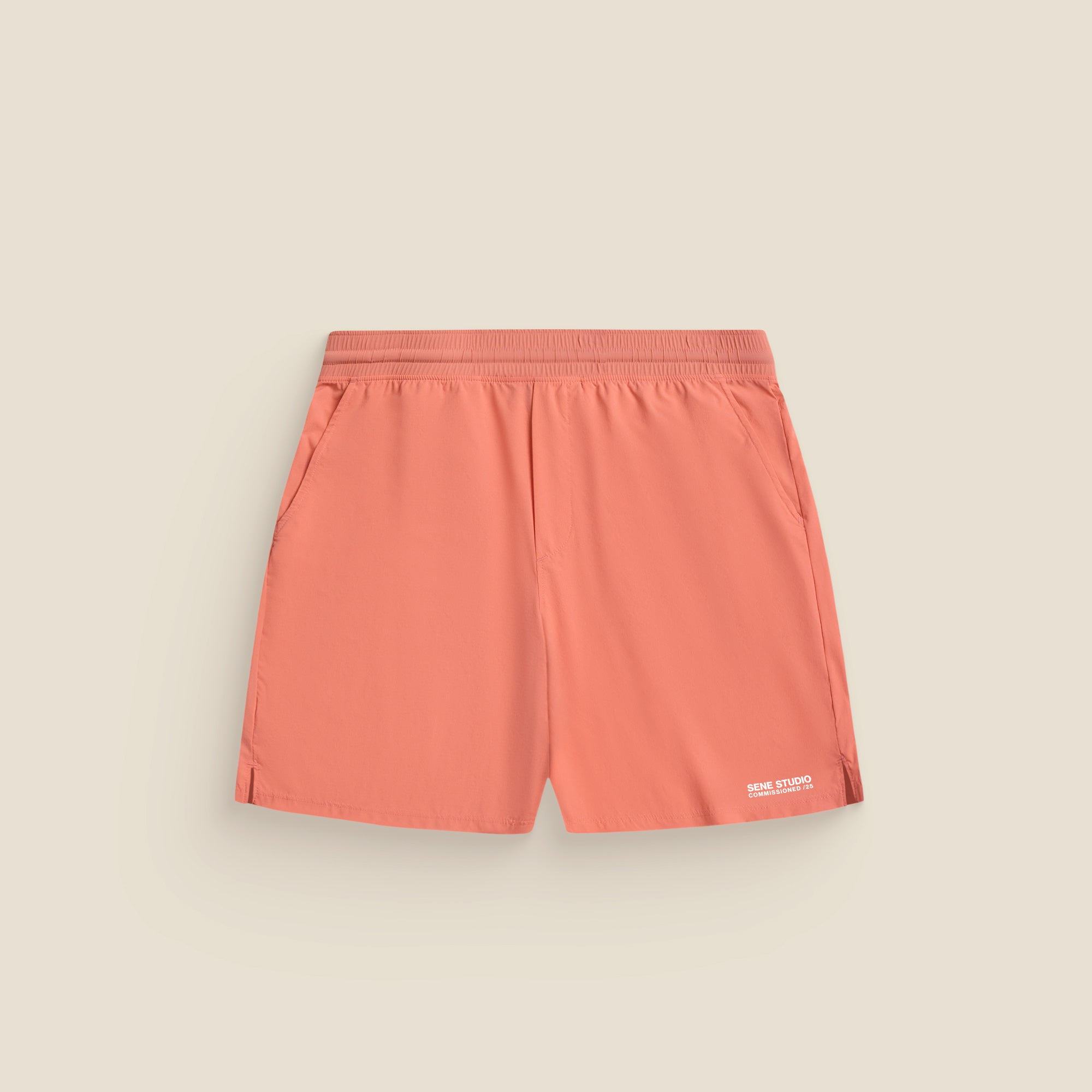 Tags:(Large | 6’2 - 180) Ultralight Nylon Flex Shorts model Kive in Terracotta