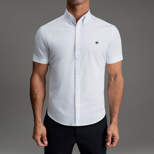 Custom Bespoke Tailored Spread Shirt model Tyler in White Emblem